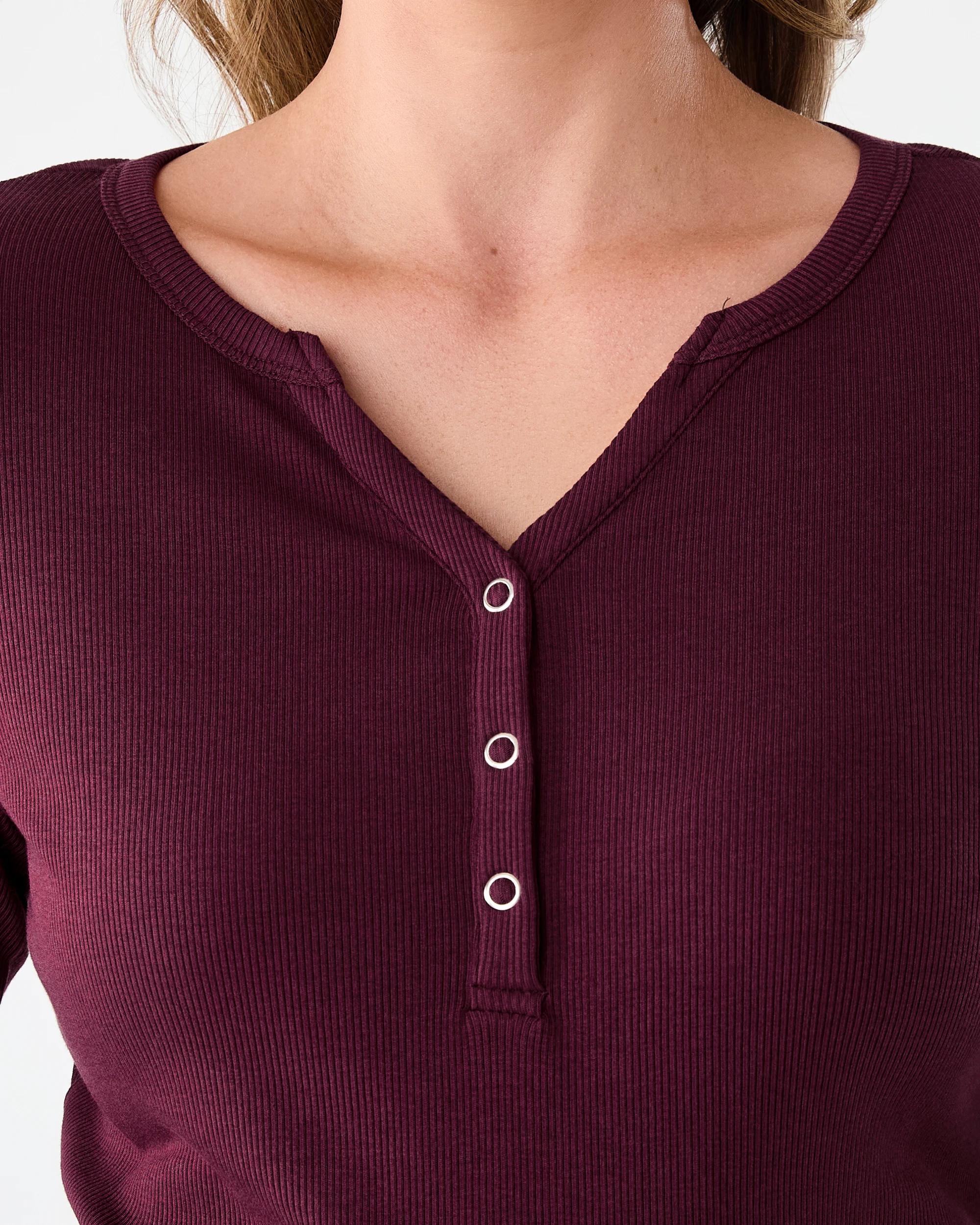 5 Maternity Long Sleeve Henley Feeding Top Red Royale, 5 of 6