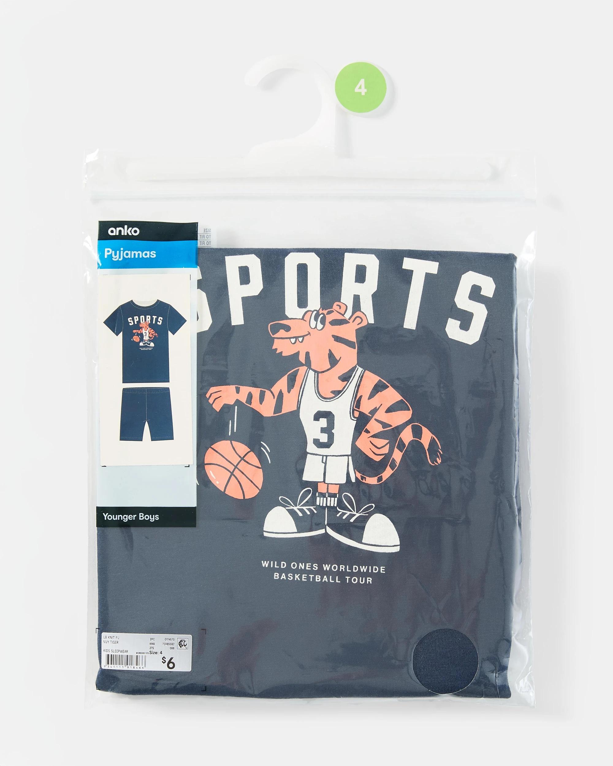 8 Short Sleeve Knit Pyjama Set Nvy Tiger, 8 of 9