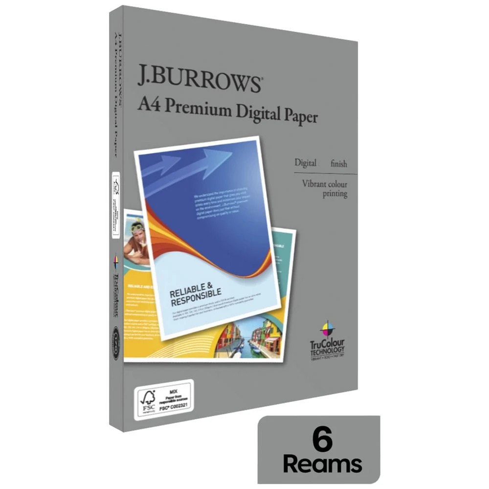 1 J.Burrows Premium A4 Digital Copy Paper 250 Sheet 6 Pack, 1 of 1