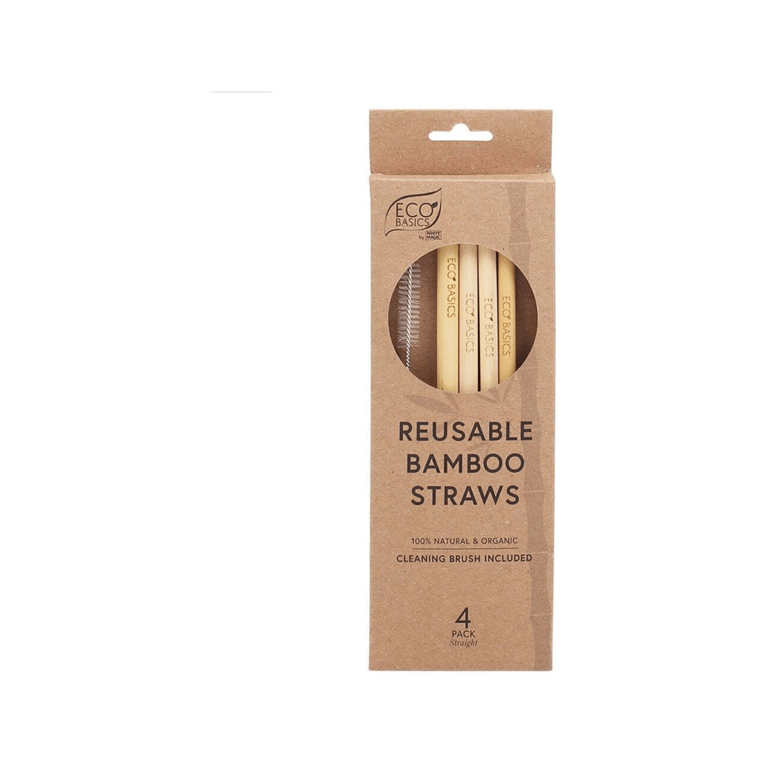 1 4pk Eco Basics 23cm Reusable Bamboo Drinking Beverage Straws Straight Washable
 - Natural, 1 of 5