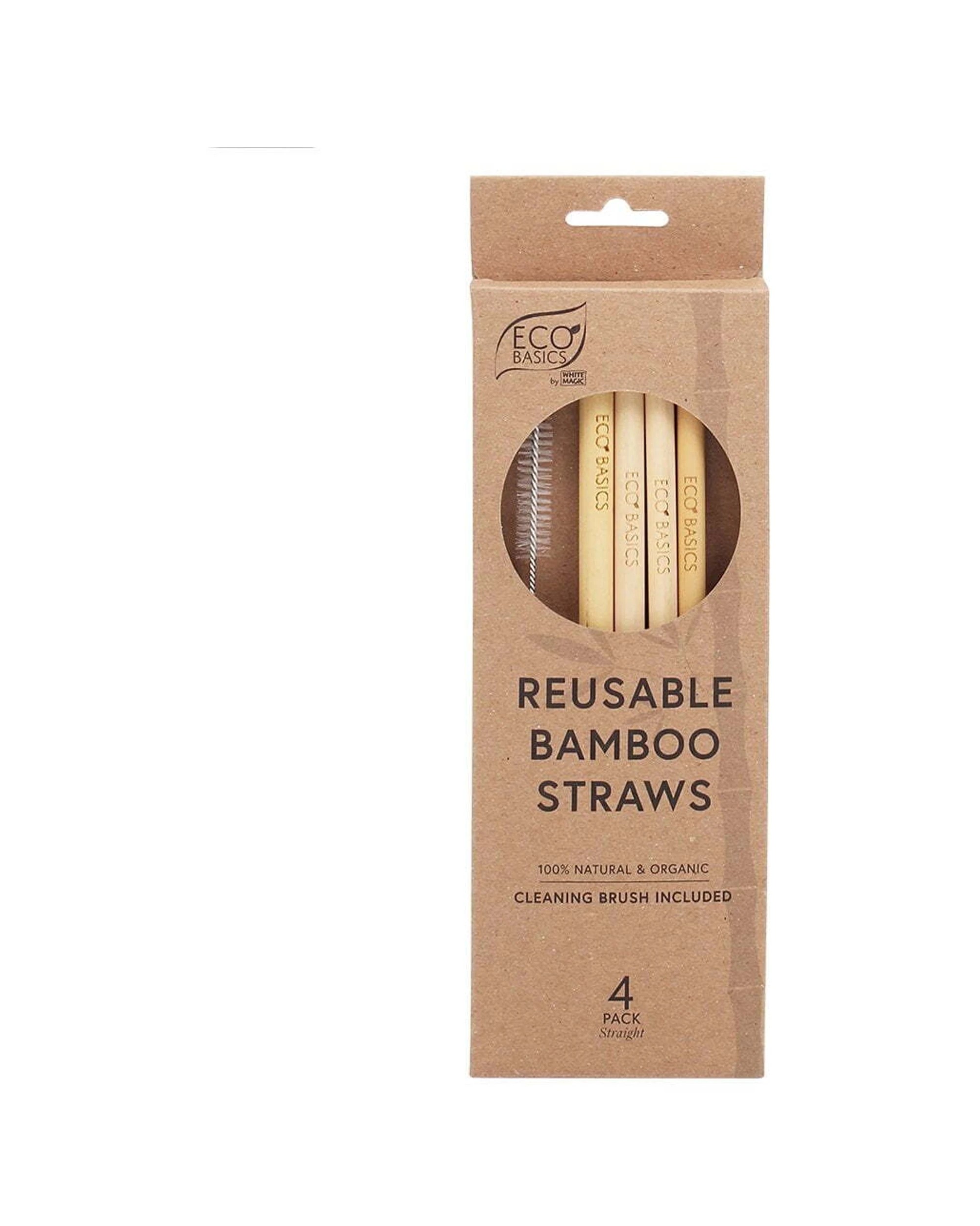 1 4pk Eco Basics 23cm Reusable Bamboo Drinking Beverage Straws Straight Washable
 - Natural, 1 of 5