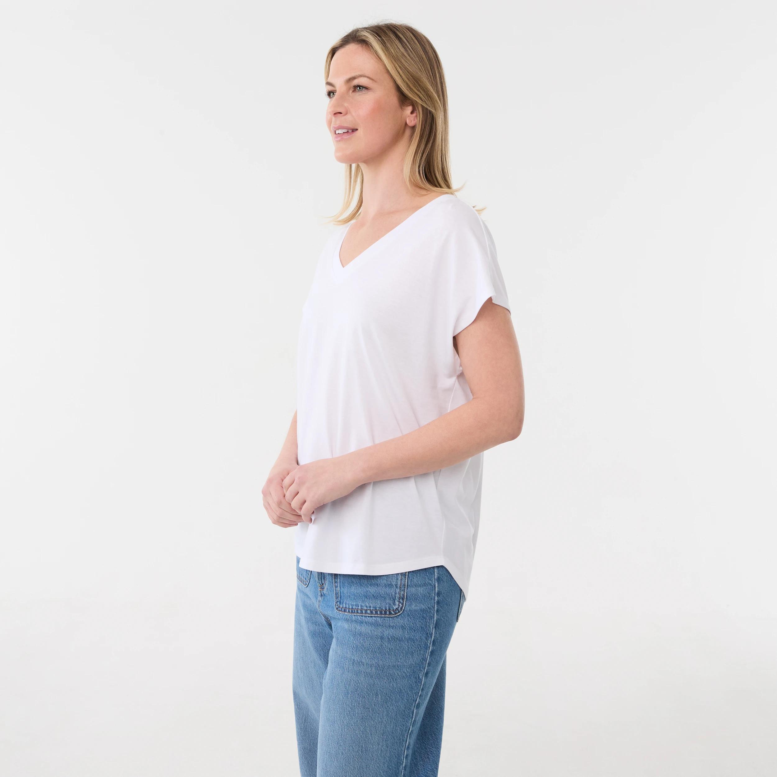 2 Short Extended Sleeve V-Neck T-shirt WHITE, 2 of 5