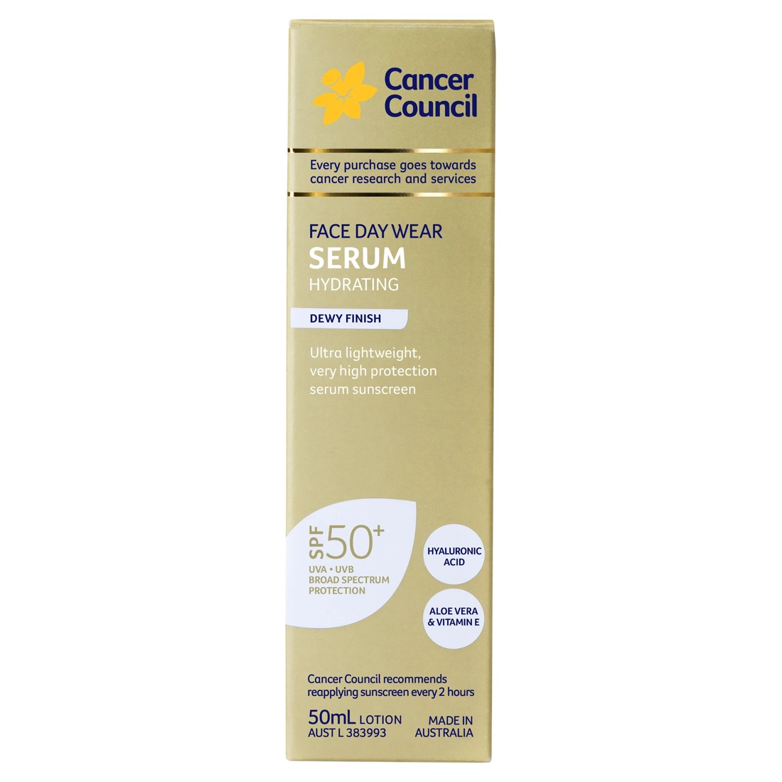 1 Cancer Council SPF50+ Face Day Wear Hydrating Serum 50ml - Hyaluronic Acid, Aloe Vera and Vitamin E, 1 of 10