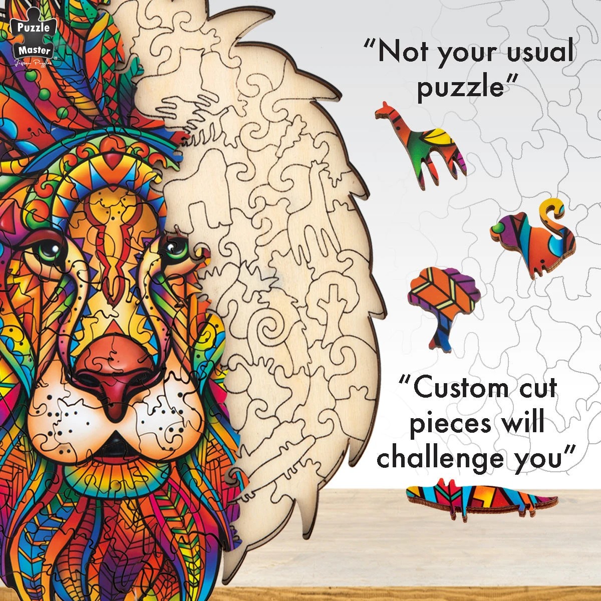 4 Puzzle Master 140 Piece Wooden Jigsaw Puzzle, Lion, 4 of 8