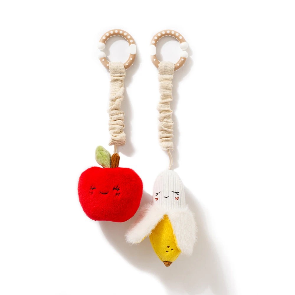 1 Living Textiles - Mini Market Plush Stroller Toys 2pk - Apple & Banana - Assorted, 1 of 4