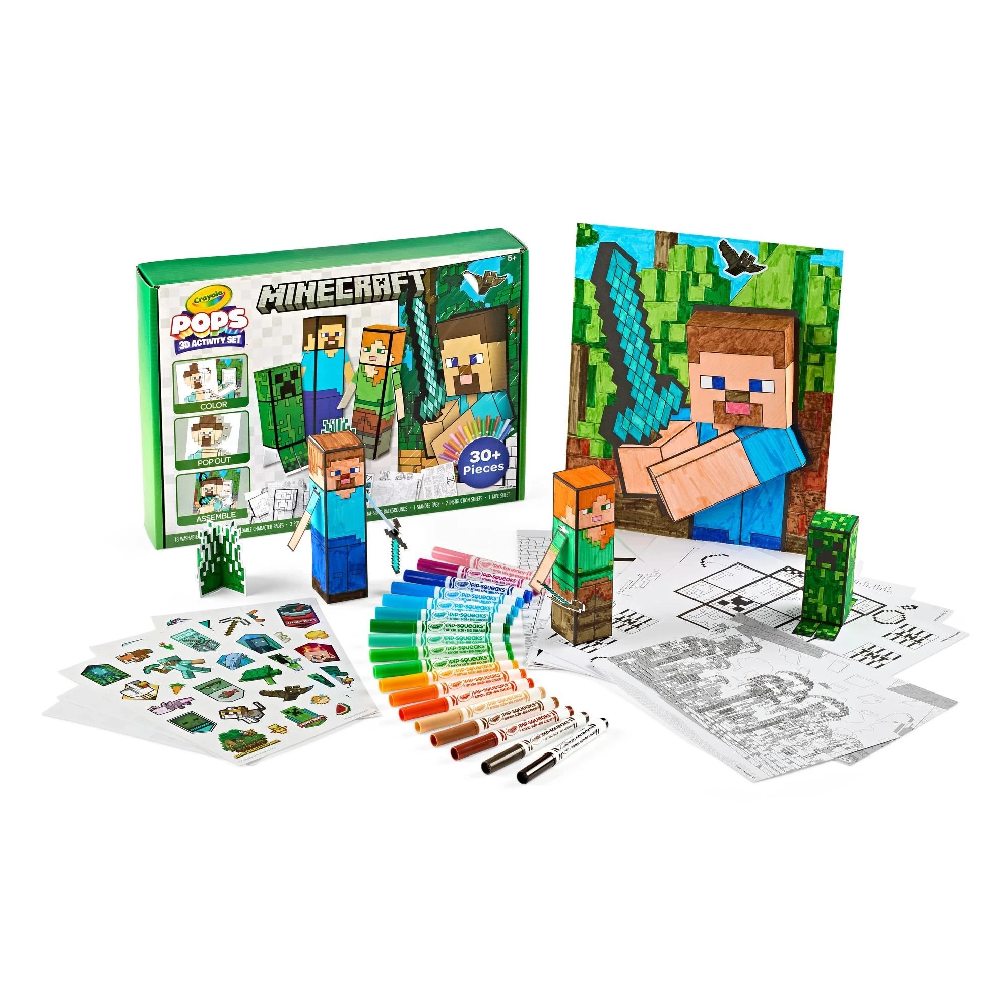 1 Crayola Pop's 3D Minecraft Activity Set - Green, 1 of 6