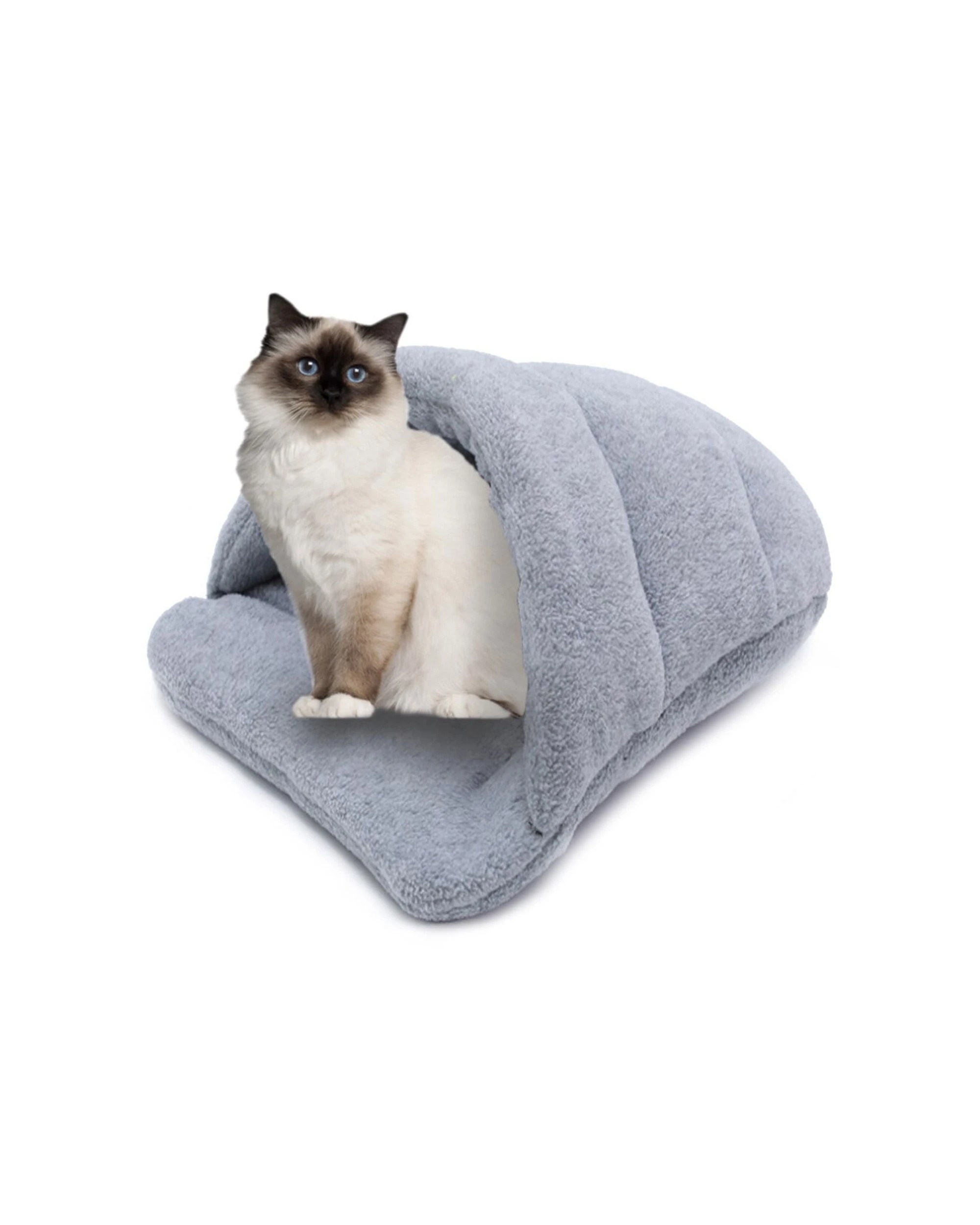 1 Paws And Claws 58x44cm Plush Cat Igloo Bed Cave Grey Small Pets Suitable For Cats And Dogs
 - Grey, 1 of 3