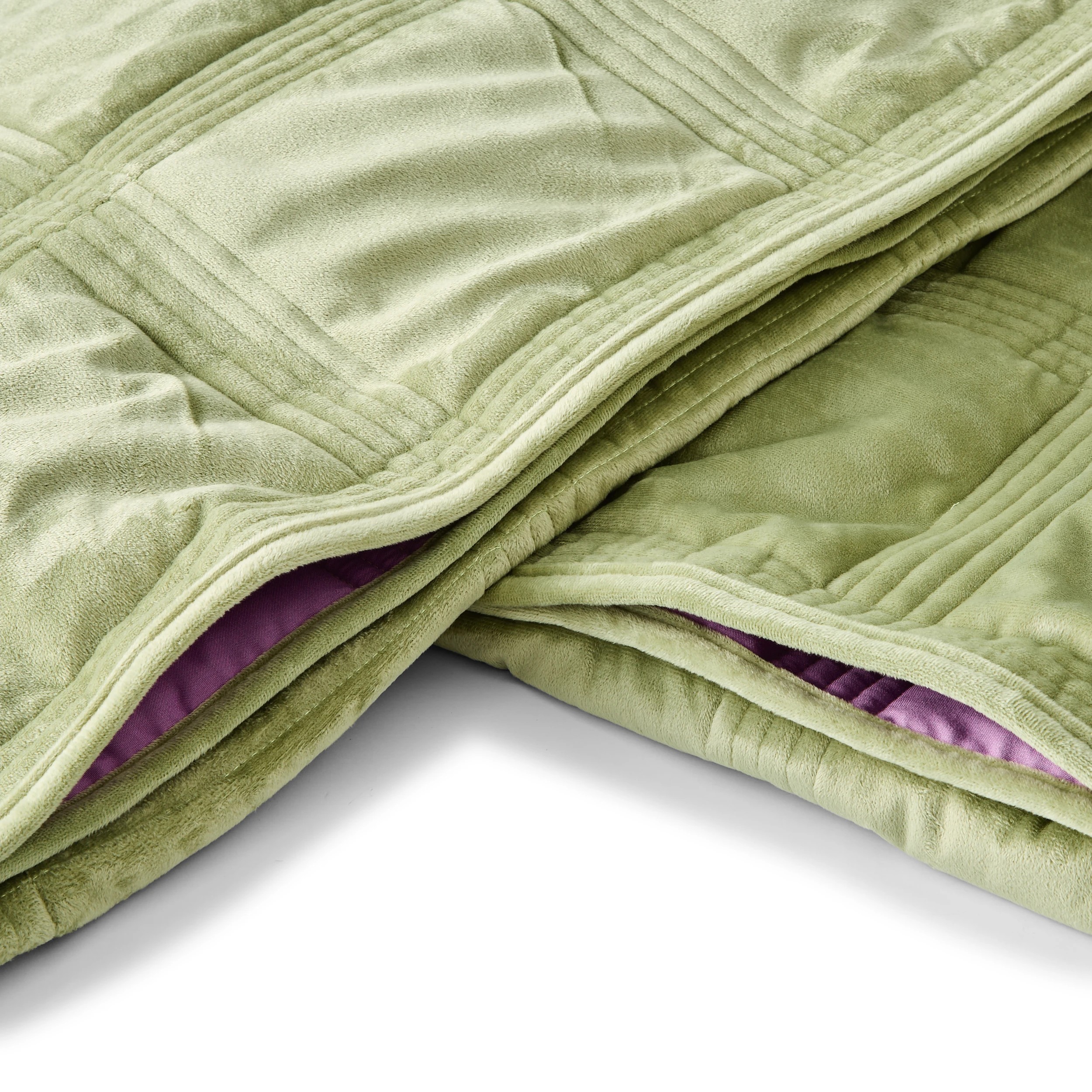 7 Velvet Reversible Coverlet Set - Queen/King Bed, Sage and Lilac, 7 of 9