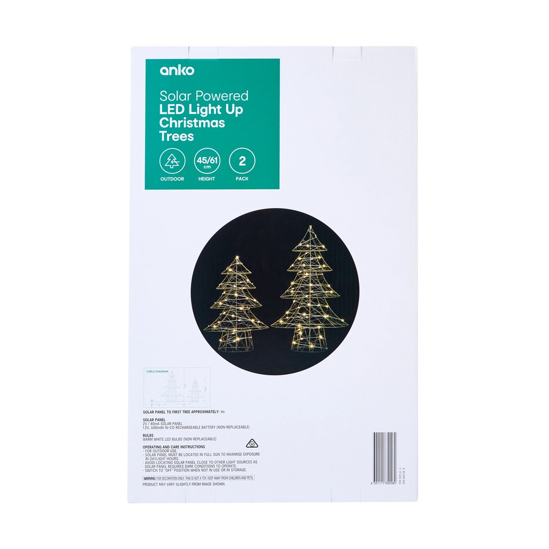 7 2 Pack Solar Powered LED Light Up Christmas Trees, 7 of 7