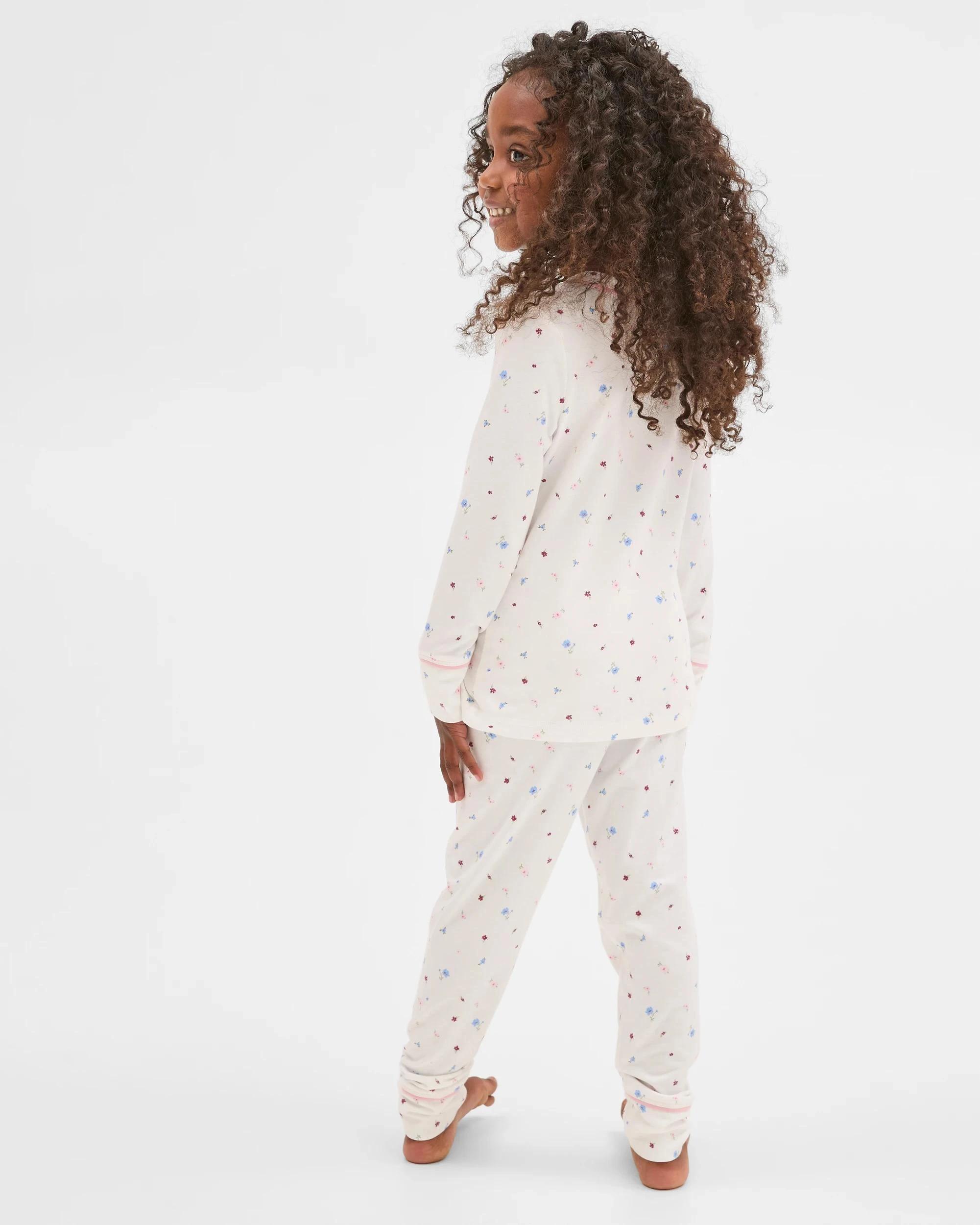 6 Target Kids Bamboo Younger Girls Long Sleeve Top and Pants Pyjama Set WHITE FLORAL, 6 of 9