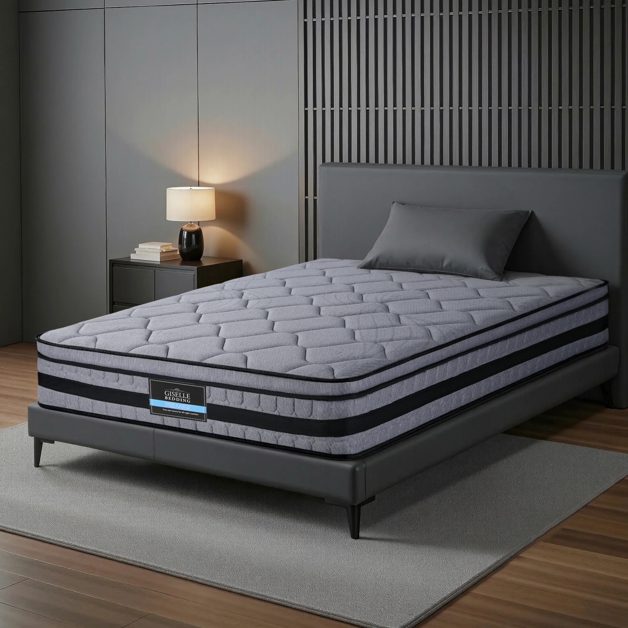 2 Giselle Bedding 34cm Single Mattress Hybrid Pocket Spring Bed Mattress - Black, 2 of 3
