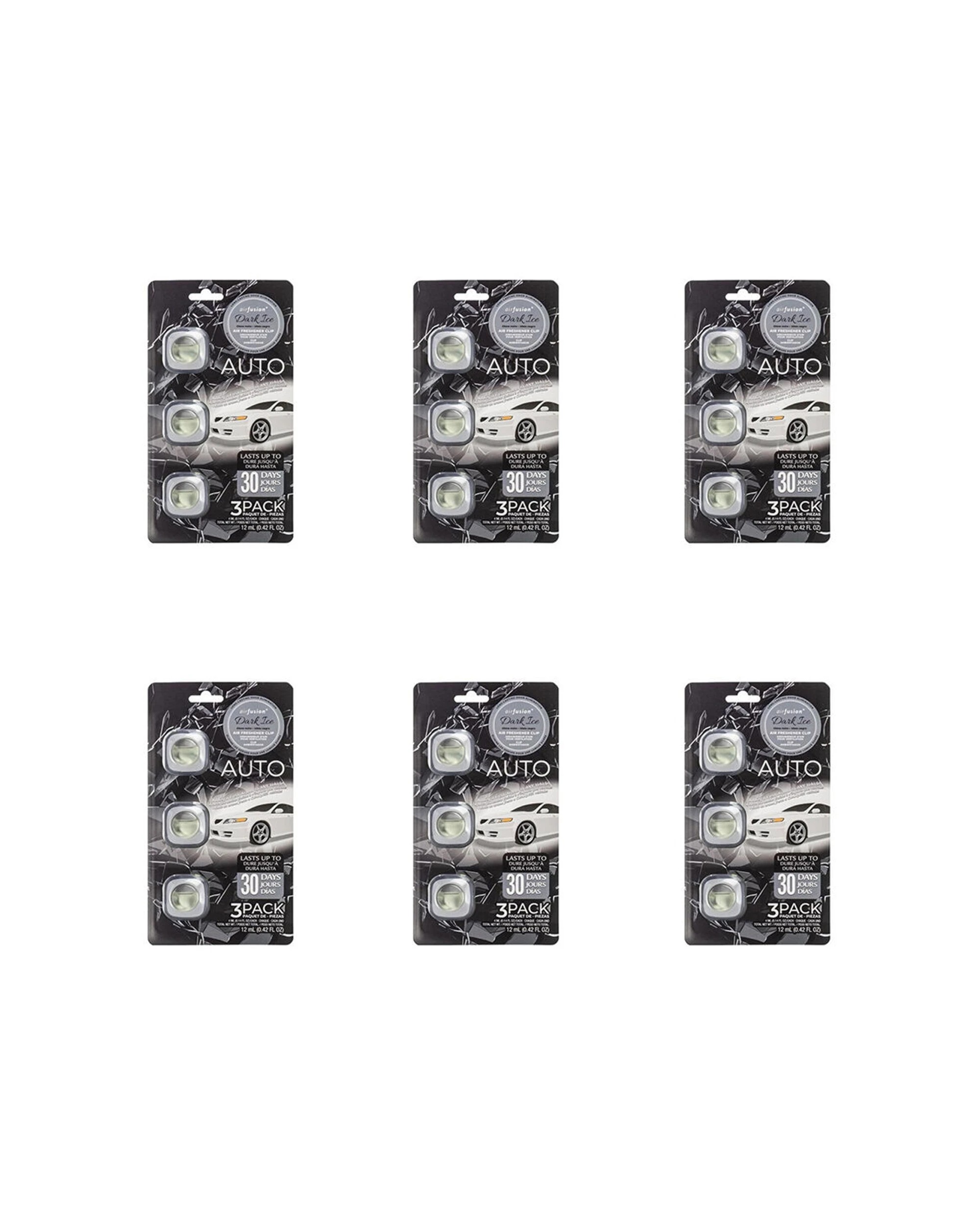 1 Air Fusion 6x 3pc Car Air Freshener Vent Clip 4ml Ice - Black, 1 of 3