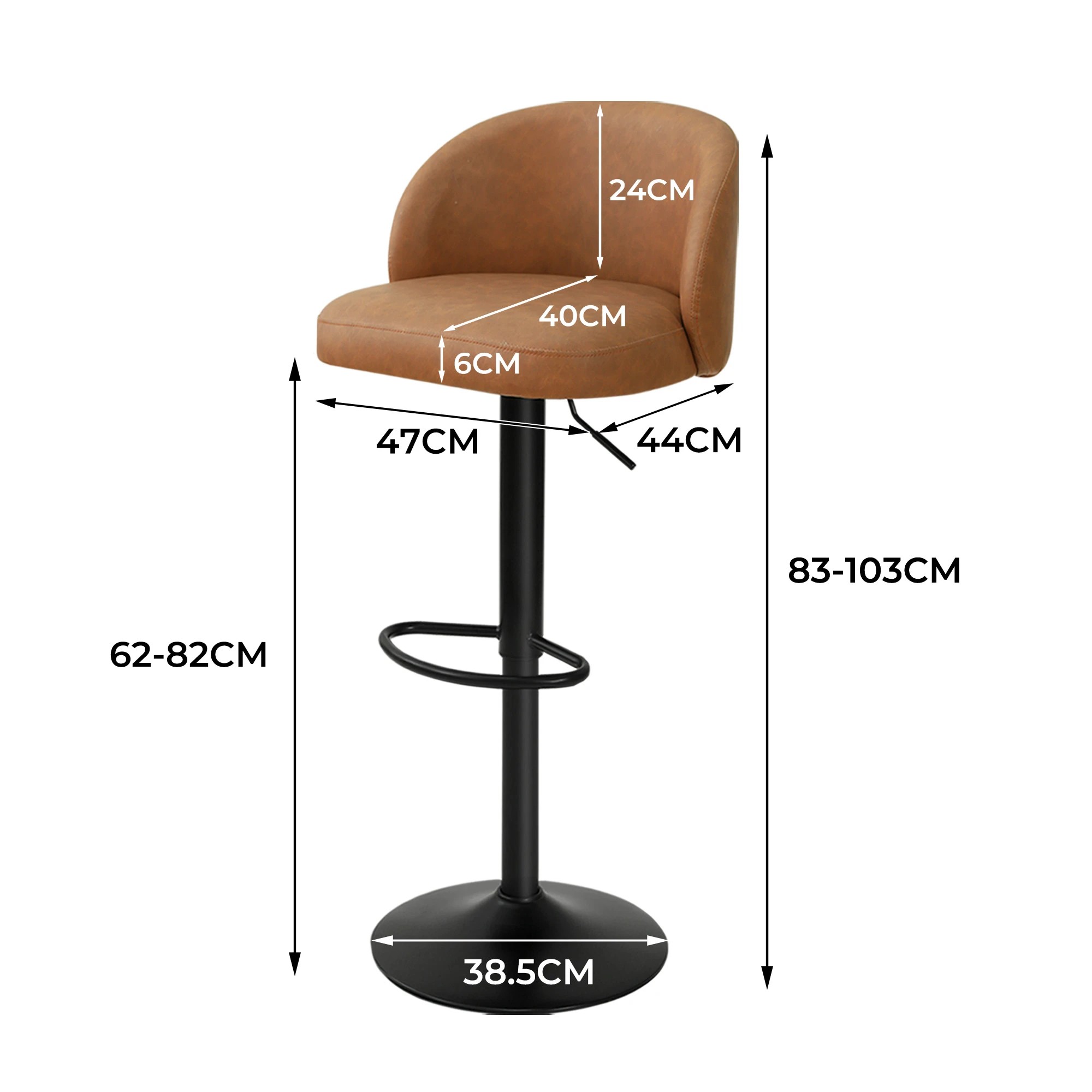 3 Levede 2x Bar Stool - Brown, 3 of 7