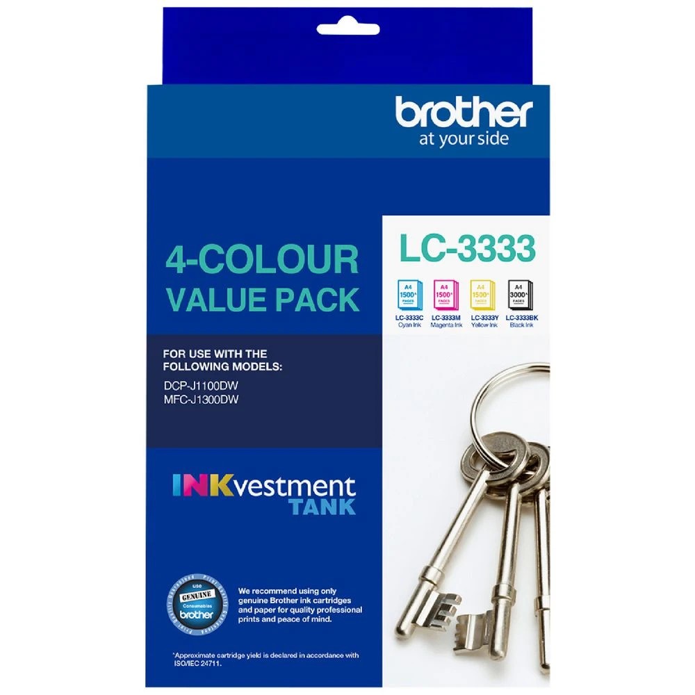 1 Brother INKvestment LC 3333 4 Colour Ink Value Pack, 1 of 2