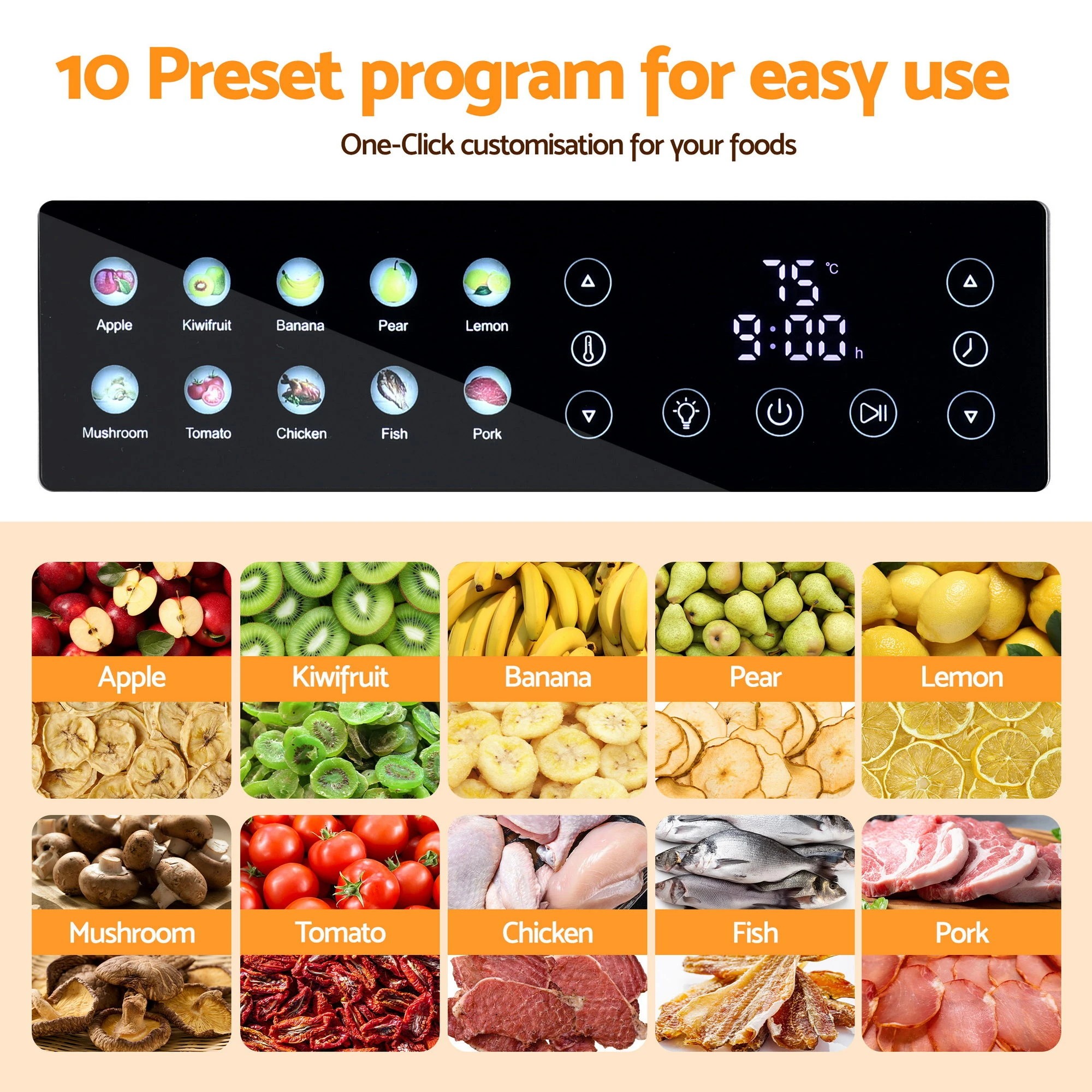 4 Devanti 10 Trays Food Dehydrator Stainless Steel Visible Glass Door - Silver, 4 of 6