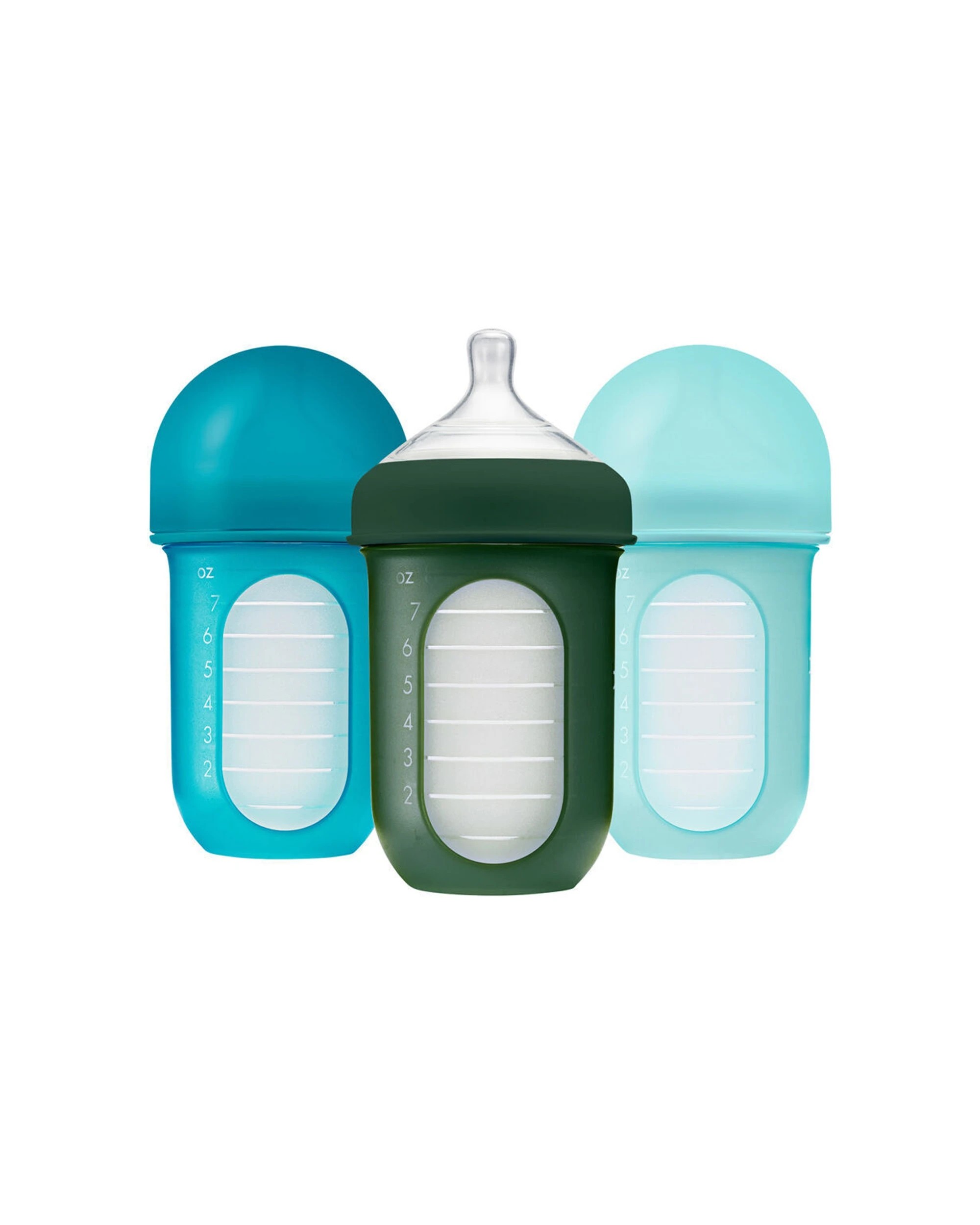 3 Boon 2x 3pc Nursh Collapsible Silicon Baby Bottle Blue 237ml - Multi, 3 of 8