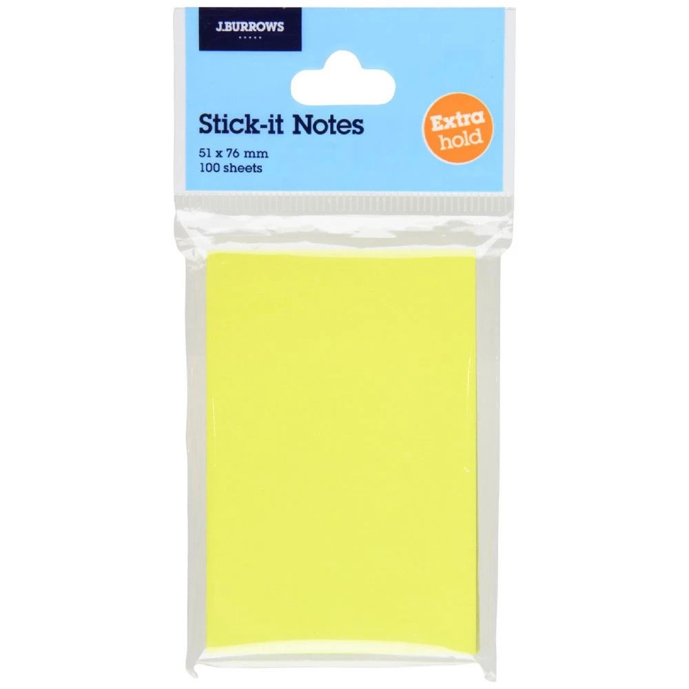 1 J.Burrows Stick-It Notes 51x76mm Neon Yellow, 1 of 3