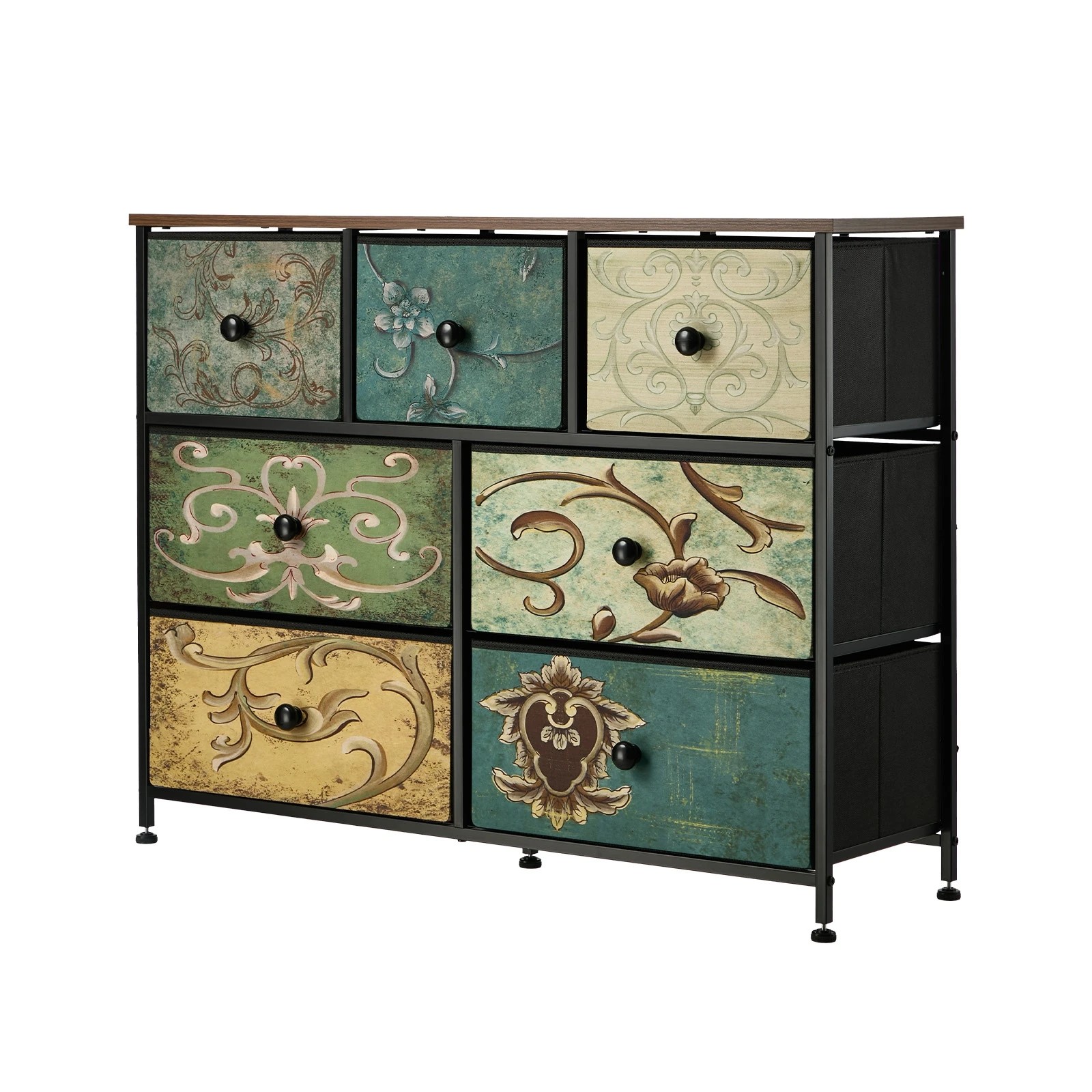 1 Oikiture 7 Chest of Drawers Fabric Storage Cabinet Tower Dresser Lowboy - Multi, 1 of 6
