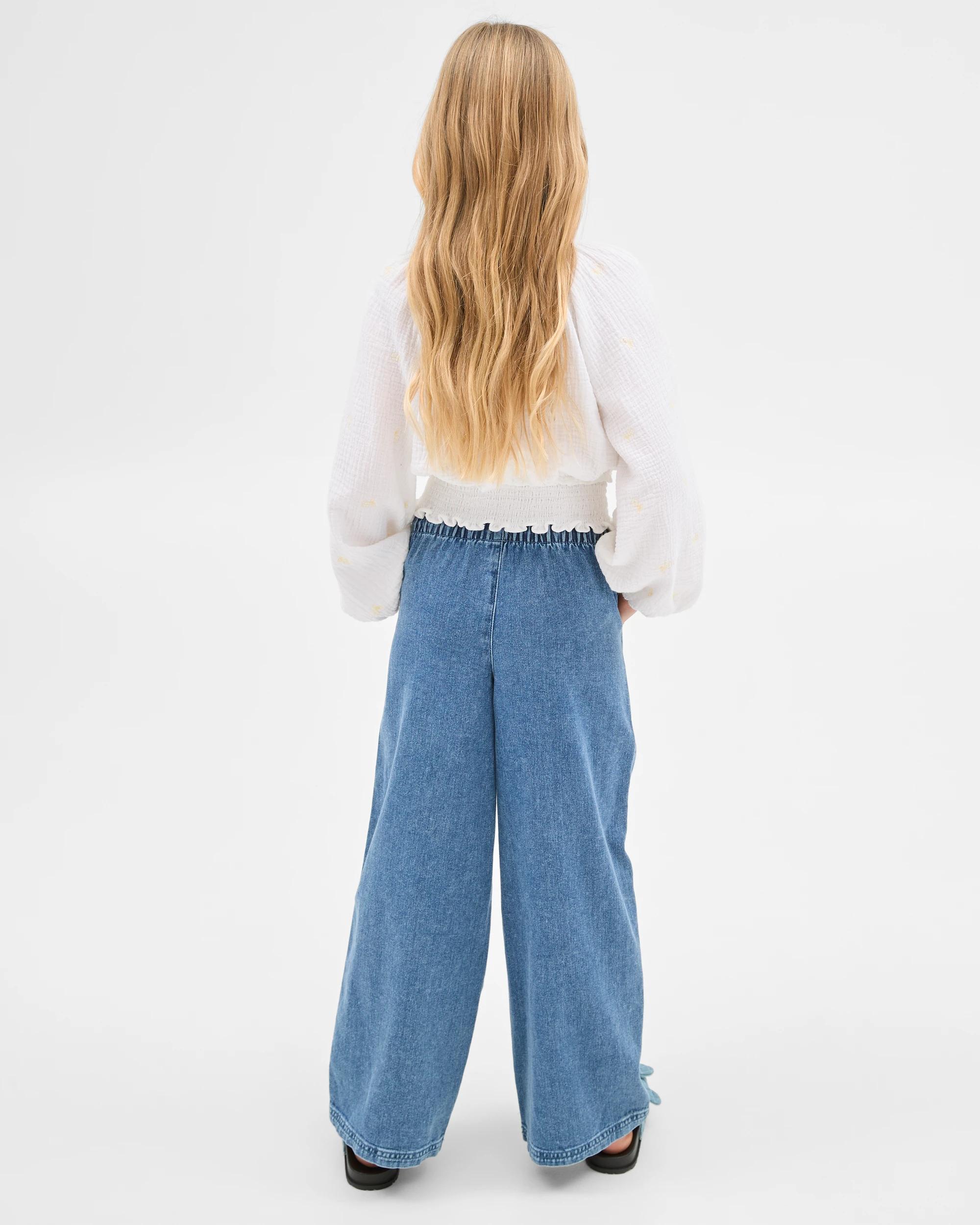 6 Target Denim Wide Leg Pull On Denim Pants MID WASH, 6 of 9