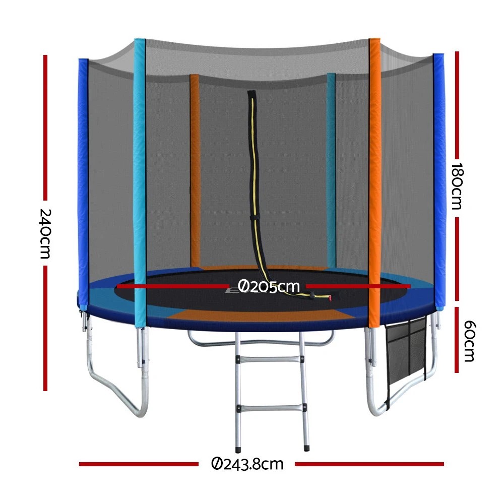 2 Everfit 8FT Trampoline for Kids w/ Ladder Enclosure Safety Net Pad Gift Round - Multi, 2 of 7