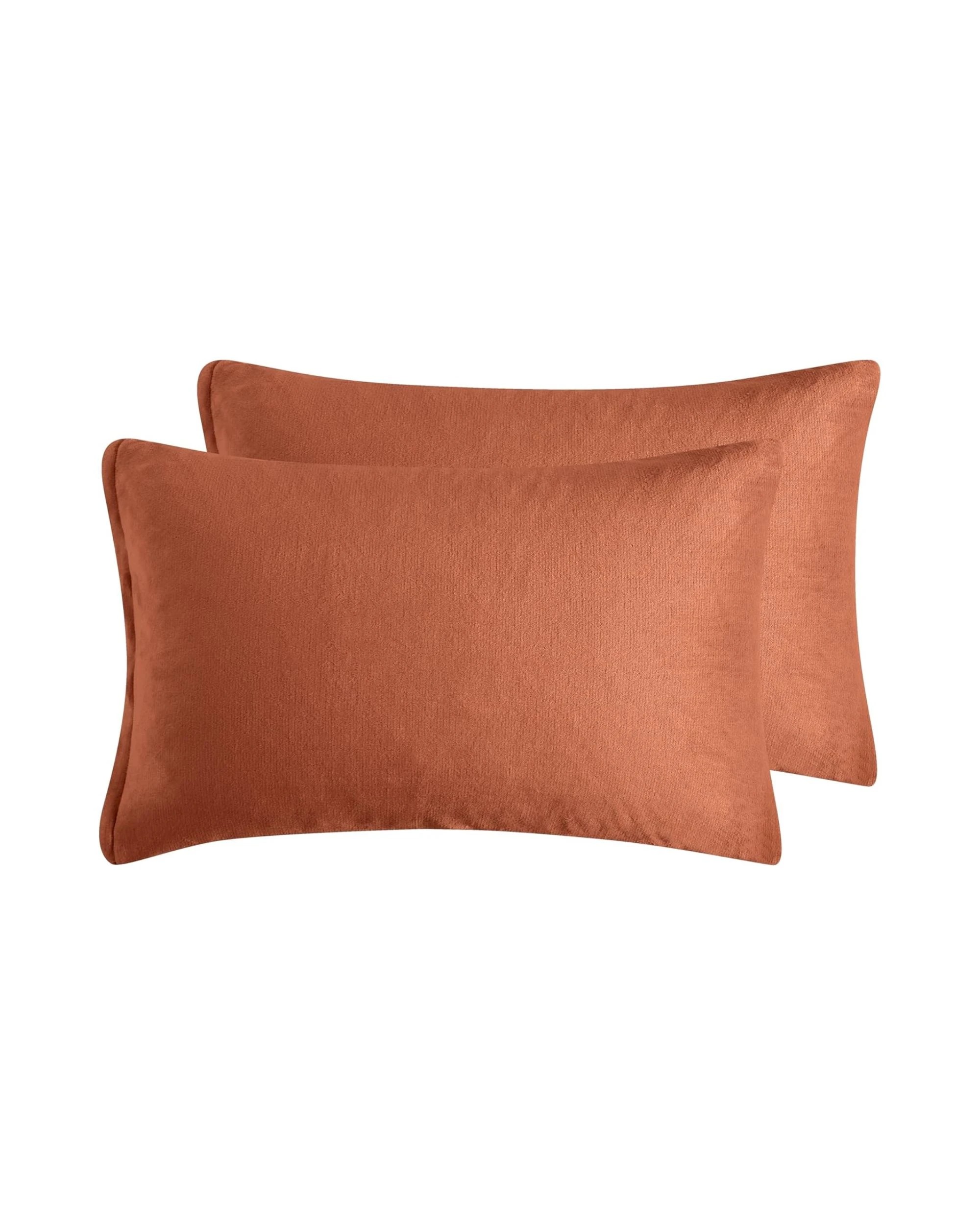 1 Gioia Casa 2-Pack Teddy Sherpa Standard Pillowcases Reversible Velvet - Terracotta, 1 of 8