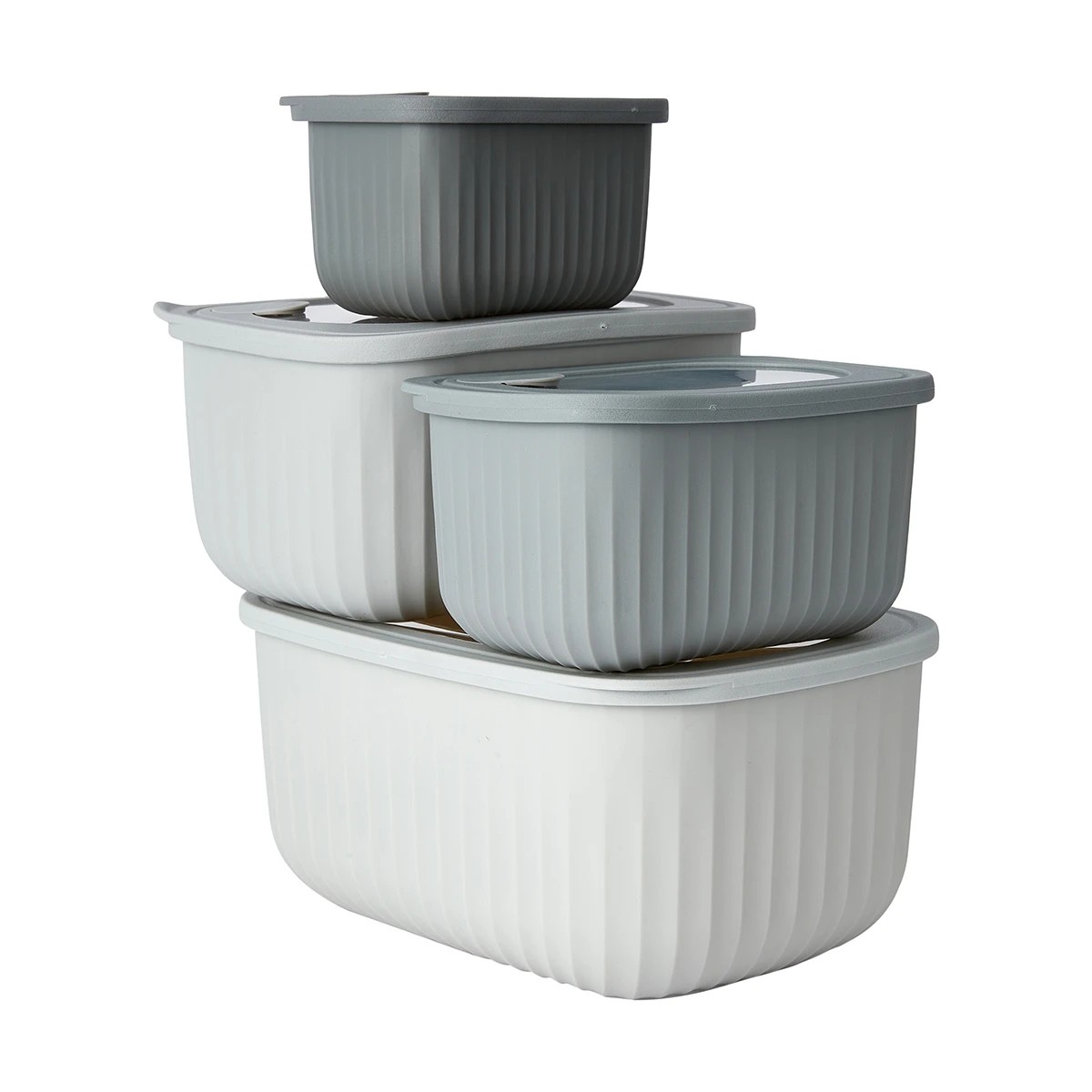 2 4 Piece Rectangle Nested Food Storage Set - Grey, 2 of 10