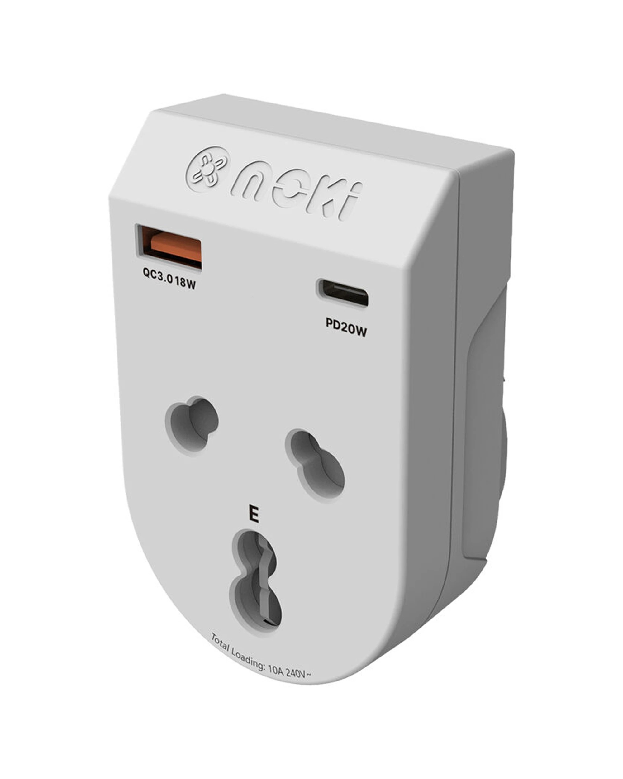 1 Moki Travel Adaptor Plus Inbound India to AU NZ with Type-C and USB-A - White, 1 of 3
