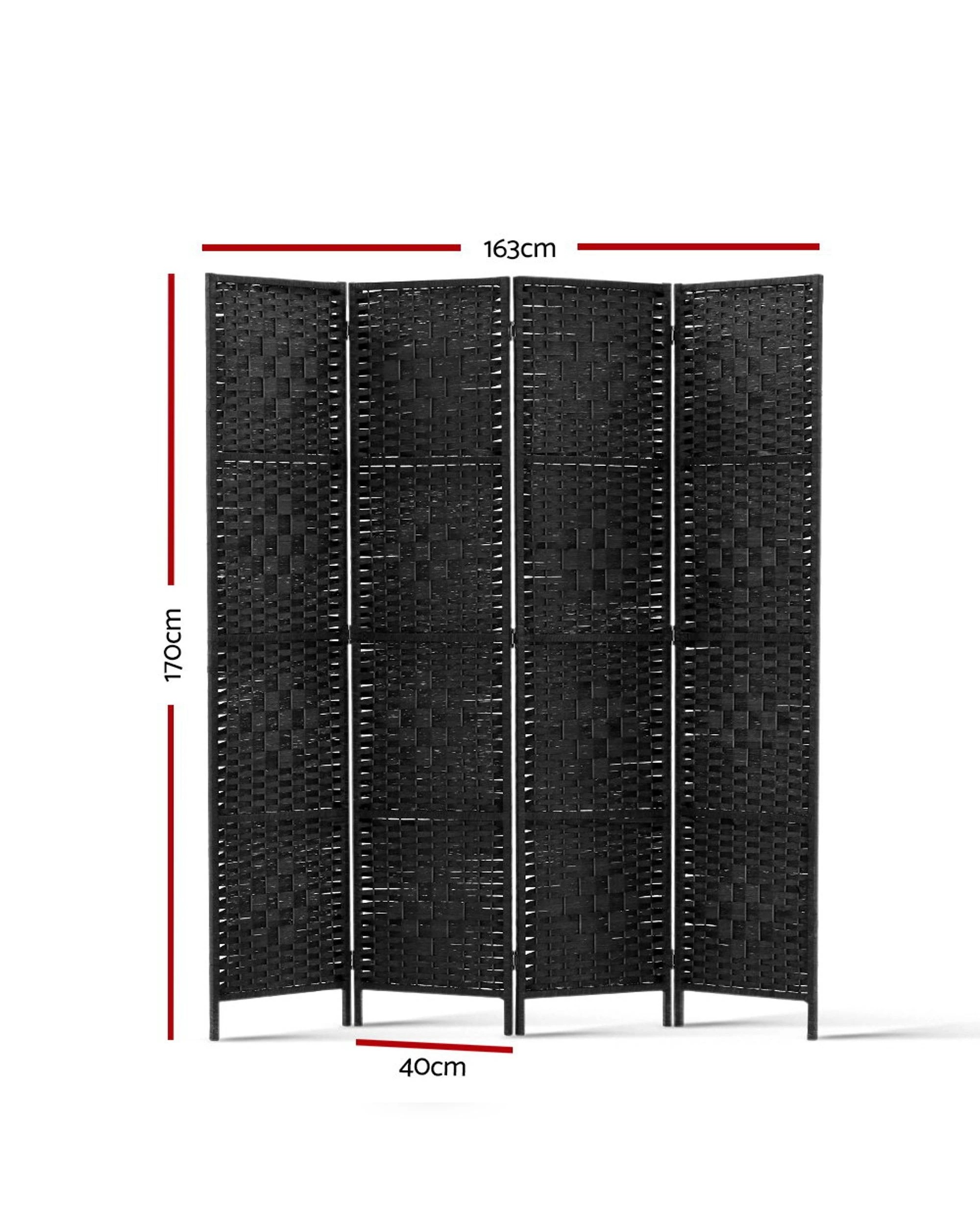 2 Artiss 4 Panel Room Divider Screen 163x170cm Woven
 - Black, 2 of 3