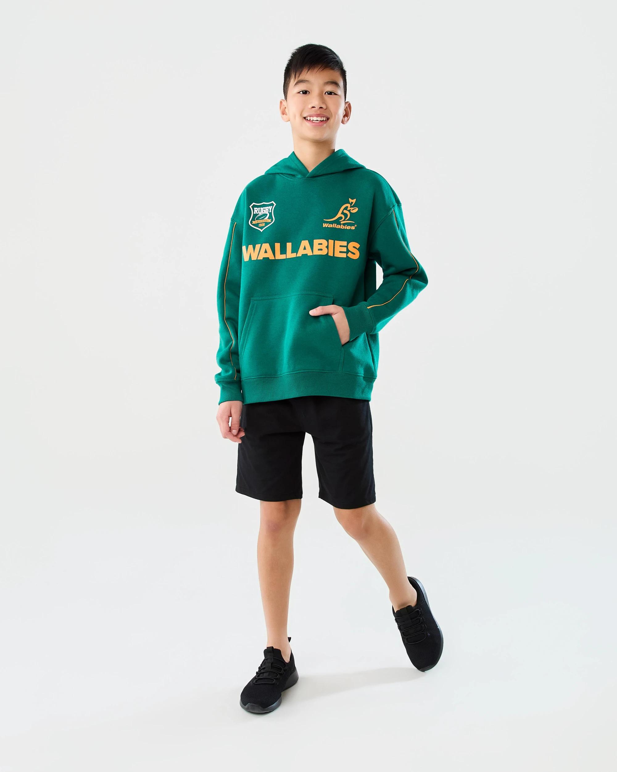 6 Wallabies Rugby Youth Hoodie Green, 6 of 7