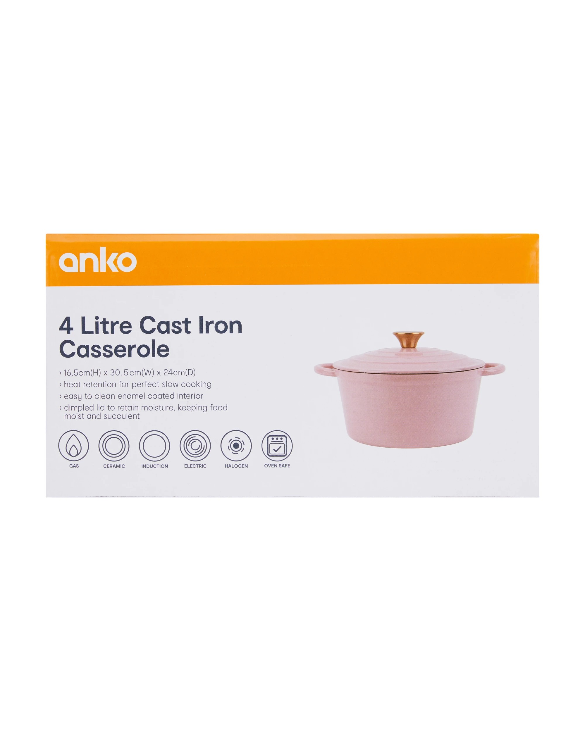 6 4L Cast Iron Casserole - Pink, 6 of 6