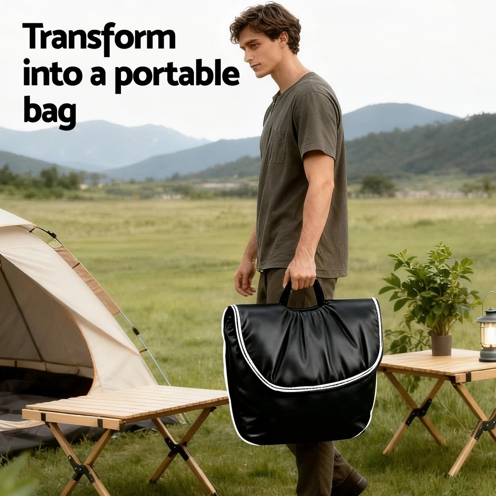 6 Artiss Foldable Chair 2 In 1 Armchair Lounge Chair Portable - Black, 6 of 7