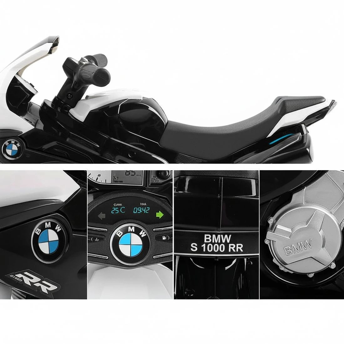 3 Kids Electric Ride On Car Police Motorcycle Motorbike BMW Licensed S1000RR - Black, 3 of 6