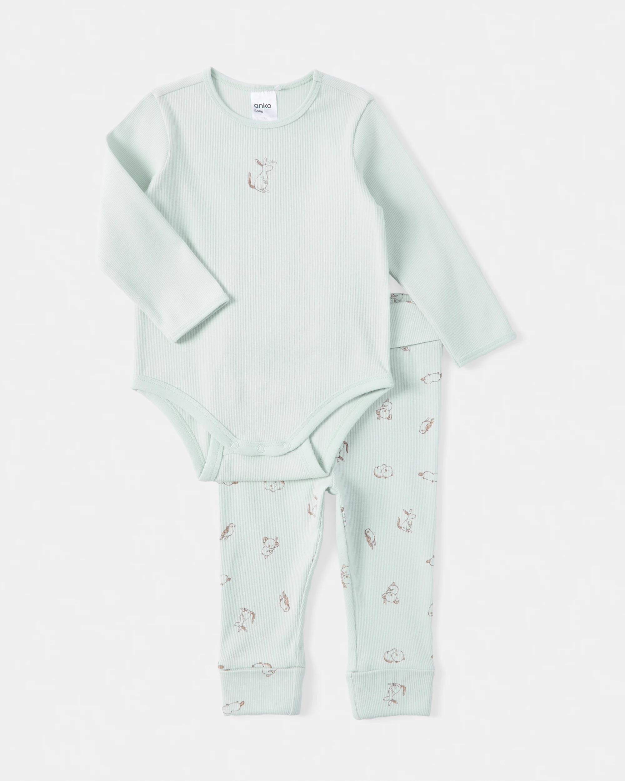 1 2 Piece Long Sleeve Newborn Set Blu Kngro, 1 of 6