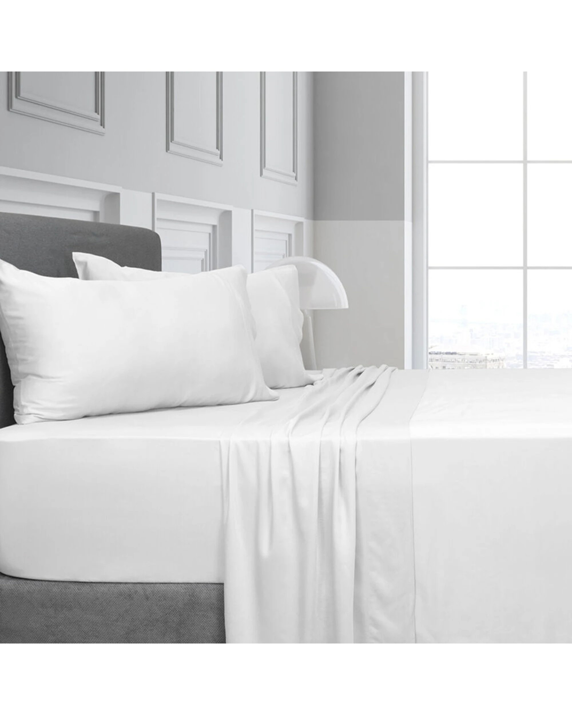1 Elan Innovations Rayon From Bamboo Bed Set With Flat Sheet - Double Bed - White, 1 of 4