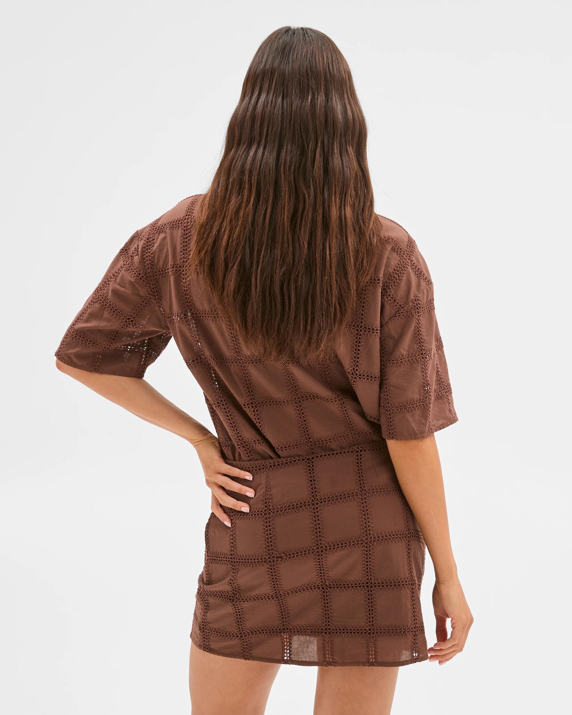 4 Embroidered Mini Skirt - Lily Loves ESPRESSO, 4 of 6