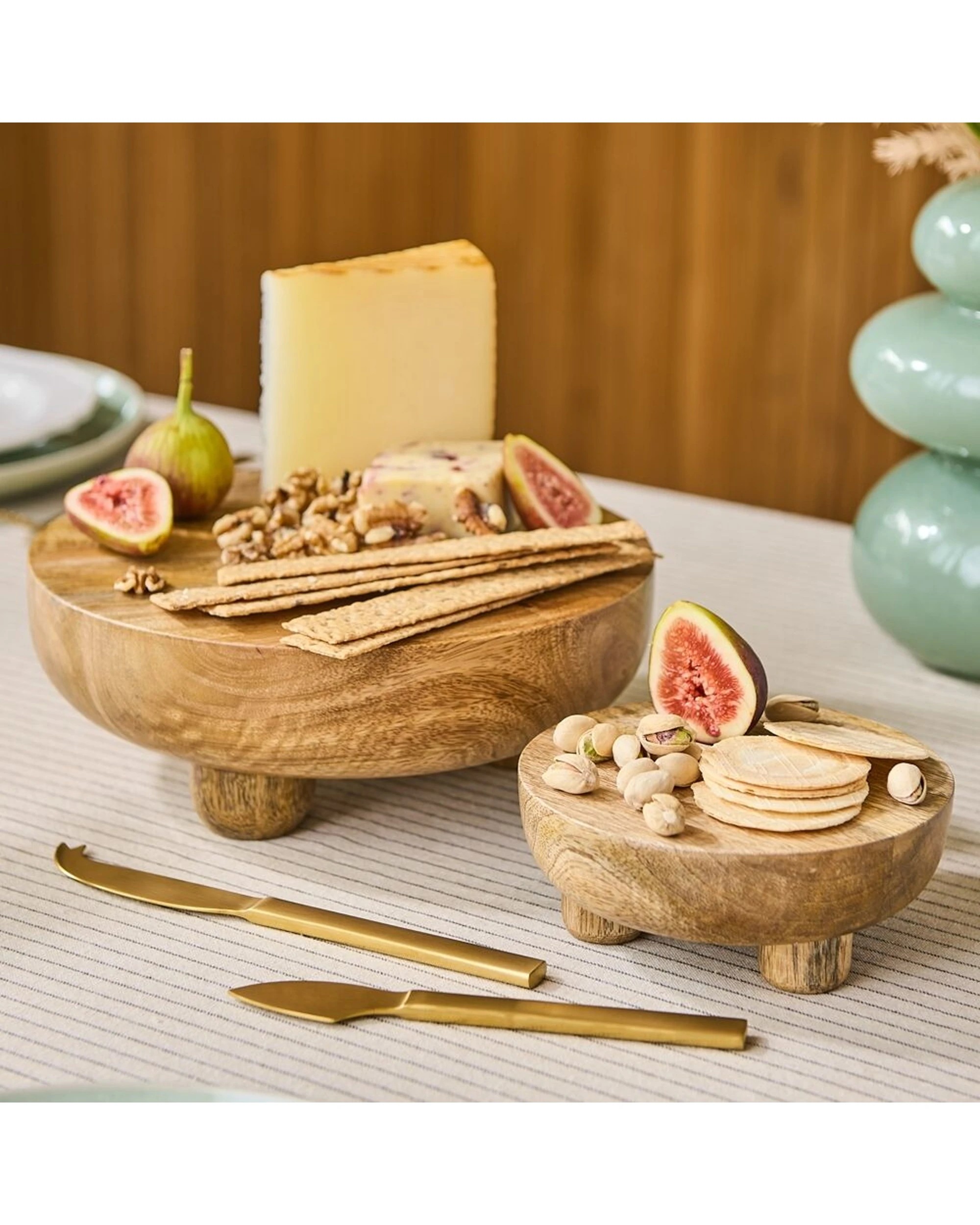 3 Ecology Drift Footed Mango Wood Raised Serving Bowl 25x9cm, 3 of 3