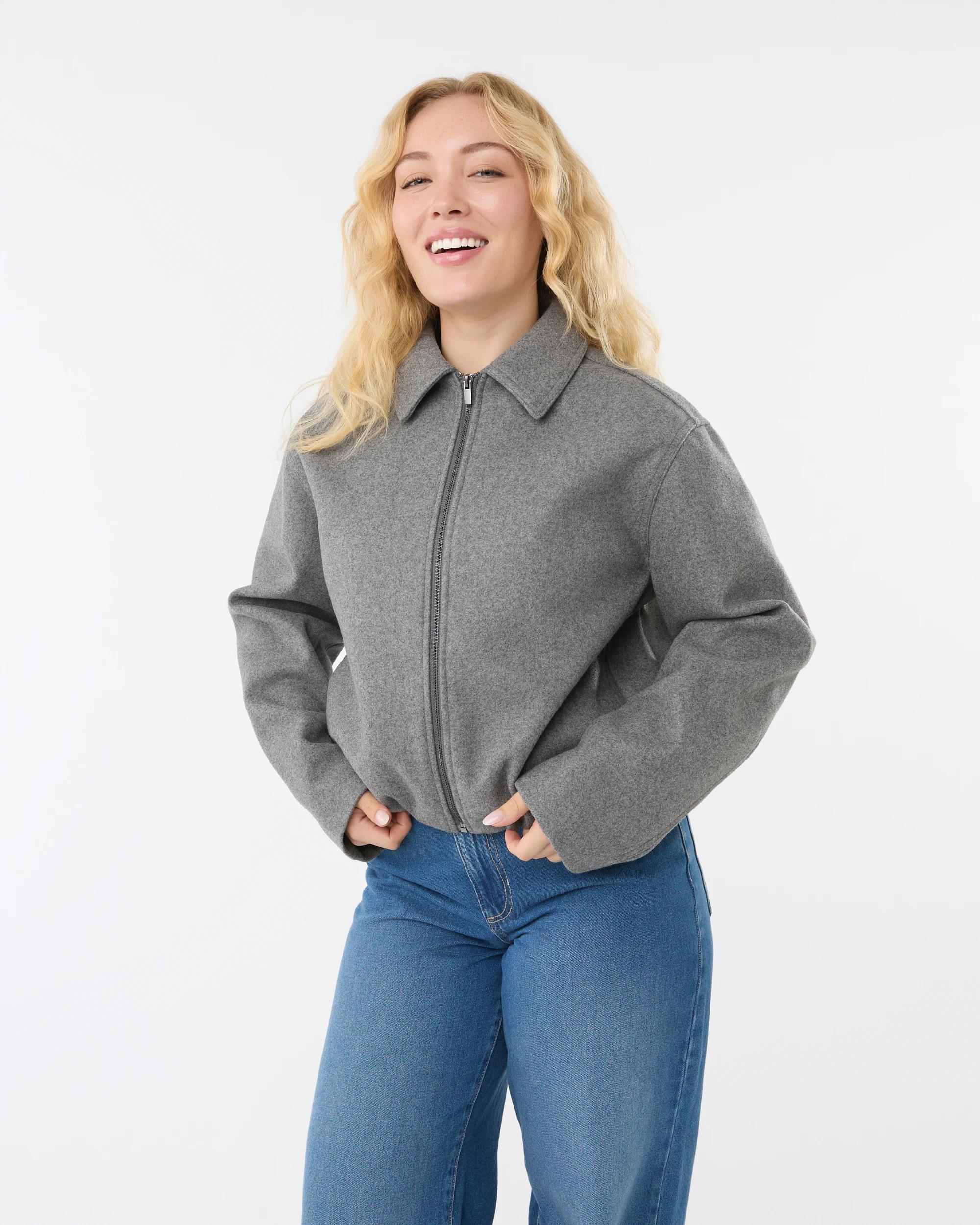 5 Bubble Hem Bomber Jacket Grey Marle, 5 of 9