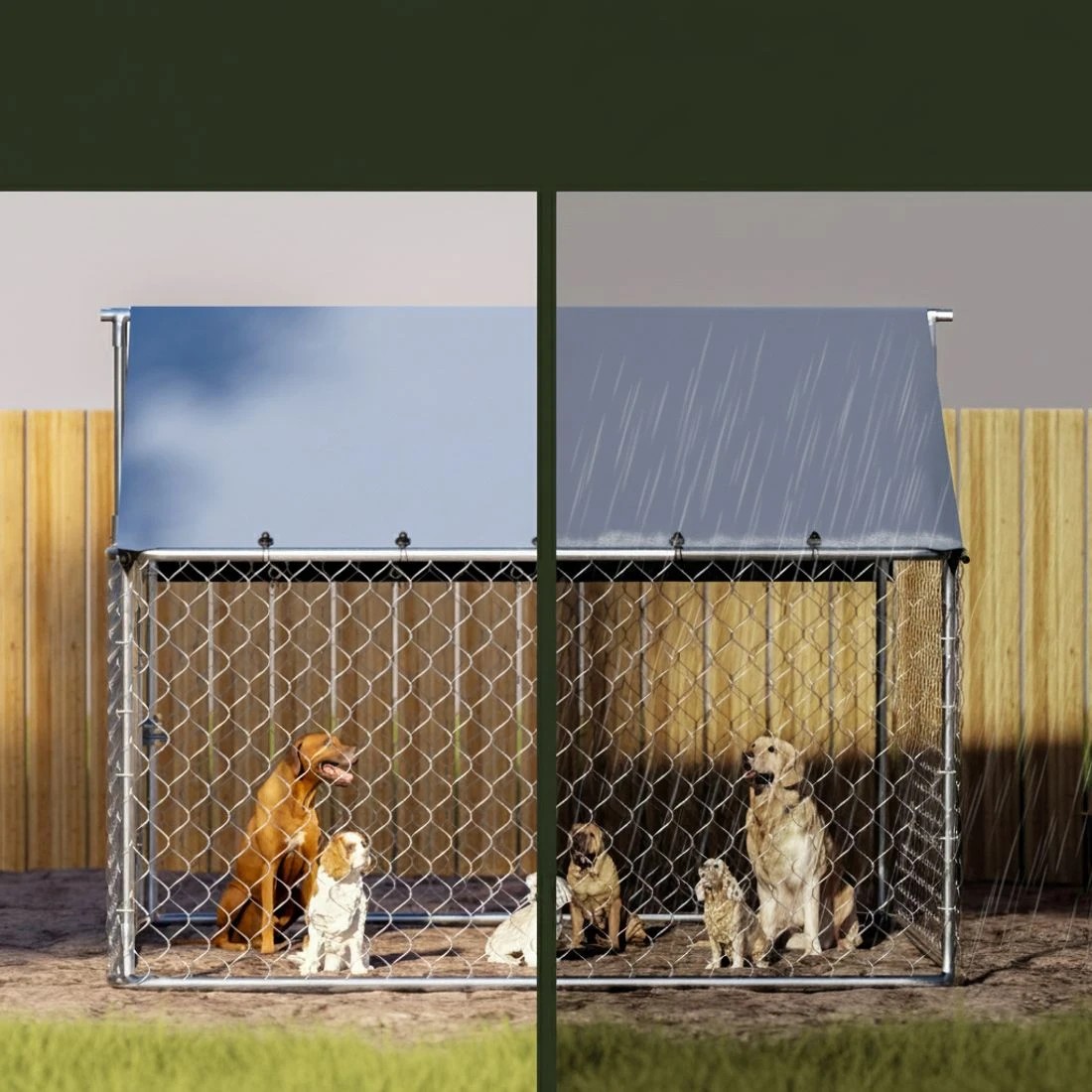5 i.Pet Dog Kennel Large House XL Pet Run Cage Puppy Outdoor Enclosure With Roof - Silver, 5 of 6