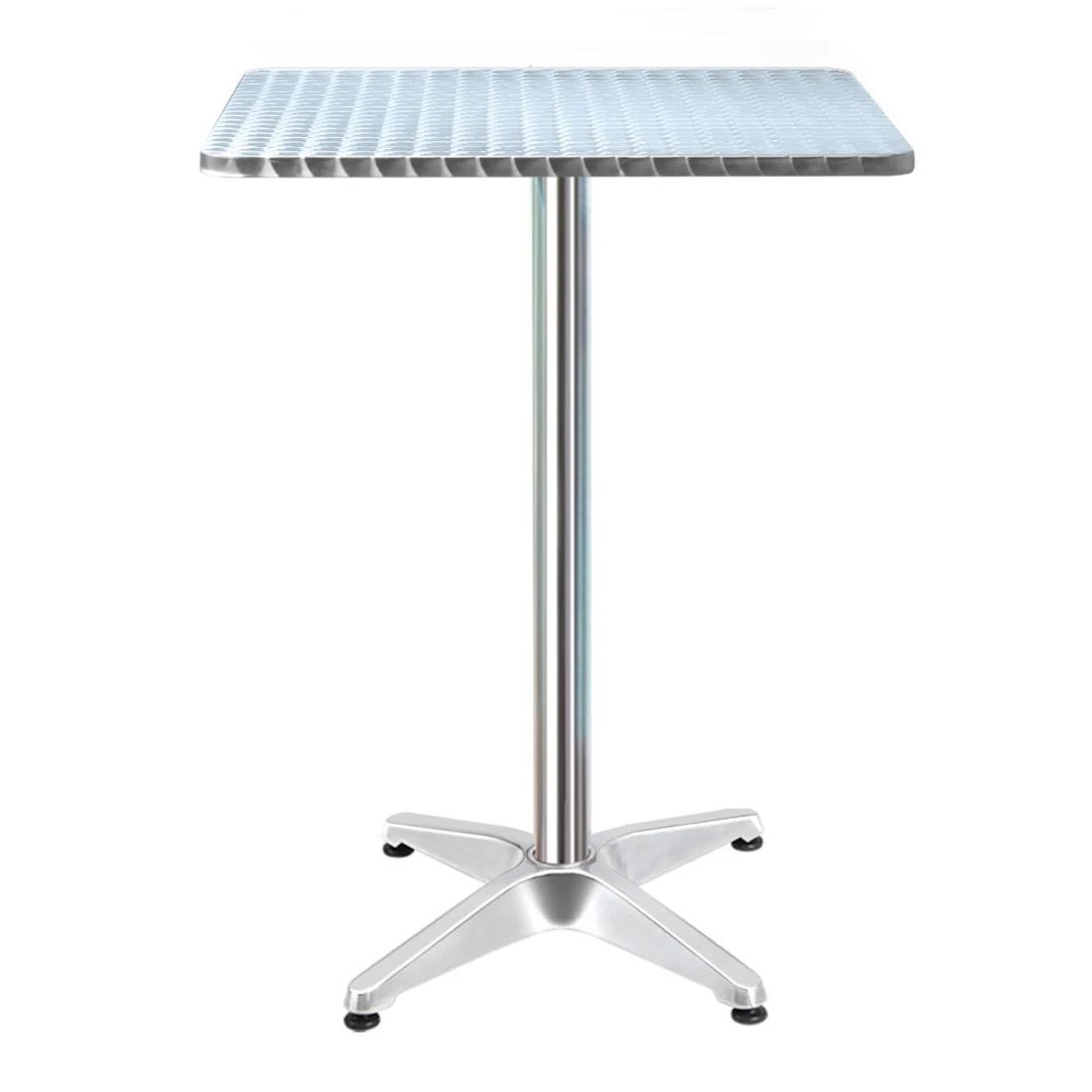 1 Gardeon Outdoor Bar Table Adjustable Aluminium Square 70/110cm - Silver, 1 of 5