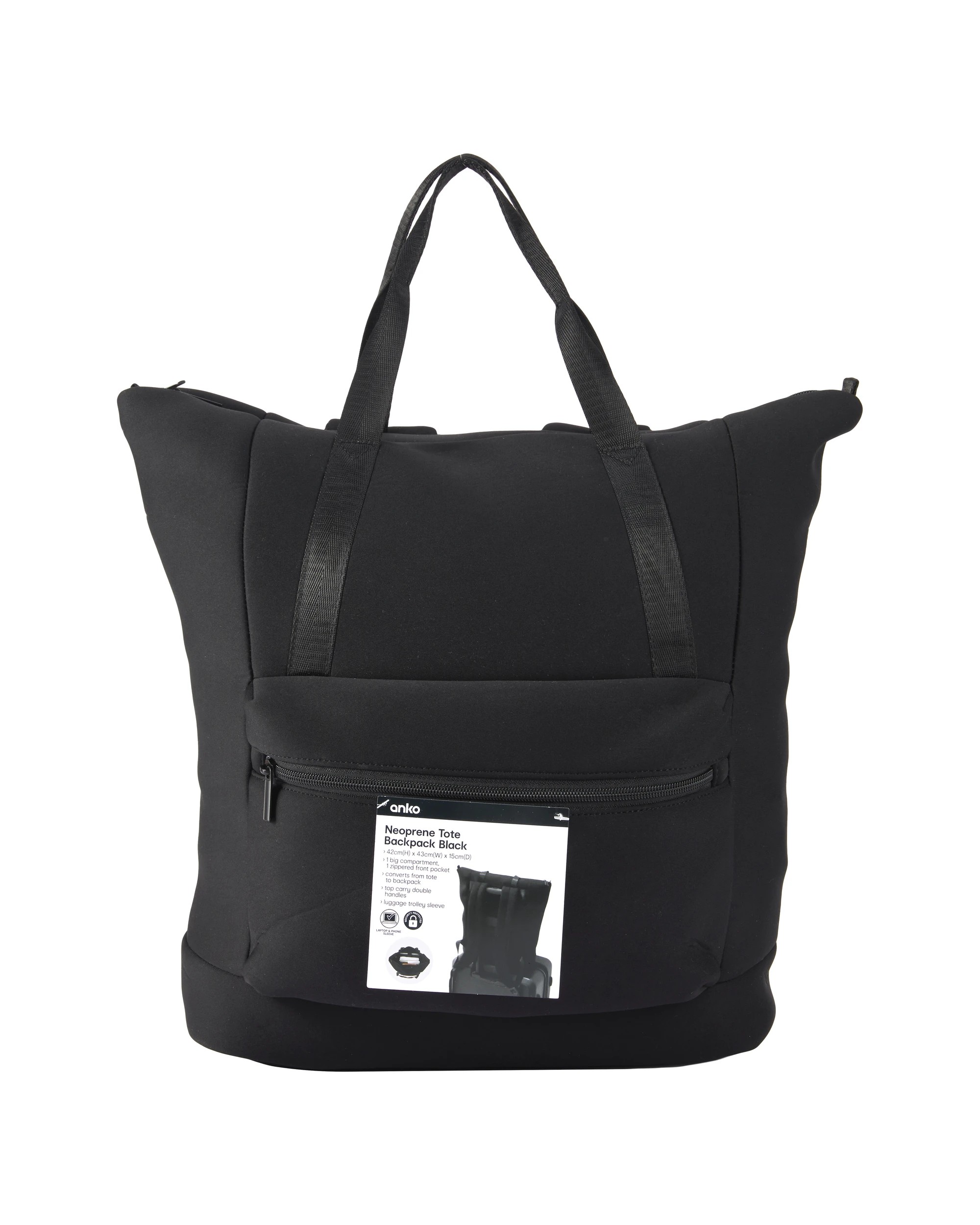 5 Neoprene Tote Backpack - Black, 5 of 5