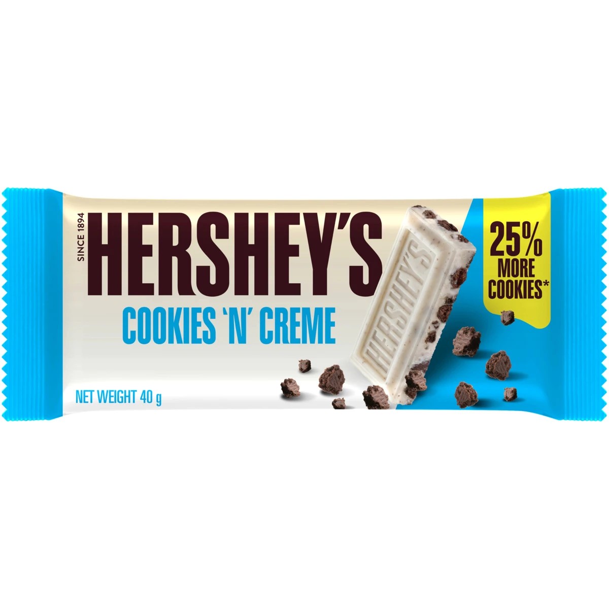 1 Hershey's Cookies 'N' Creme Bar 40g, 1 of 3