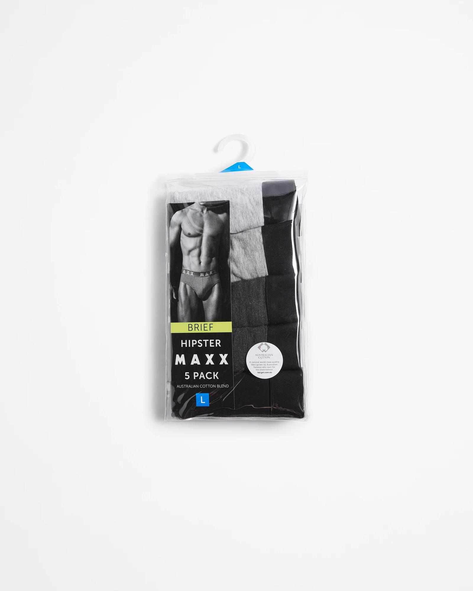 4 Australian Cotton Blend 5 Pack Hipster Briefs - Maxx GREYS, 4 of 4