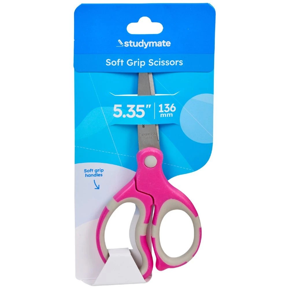 1 Studymate Soft Grip Scissors 135mm Pink, 1 of 2