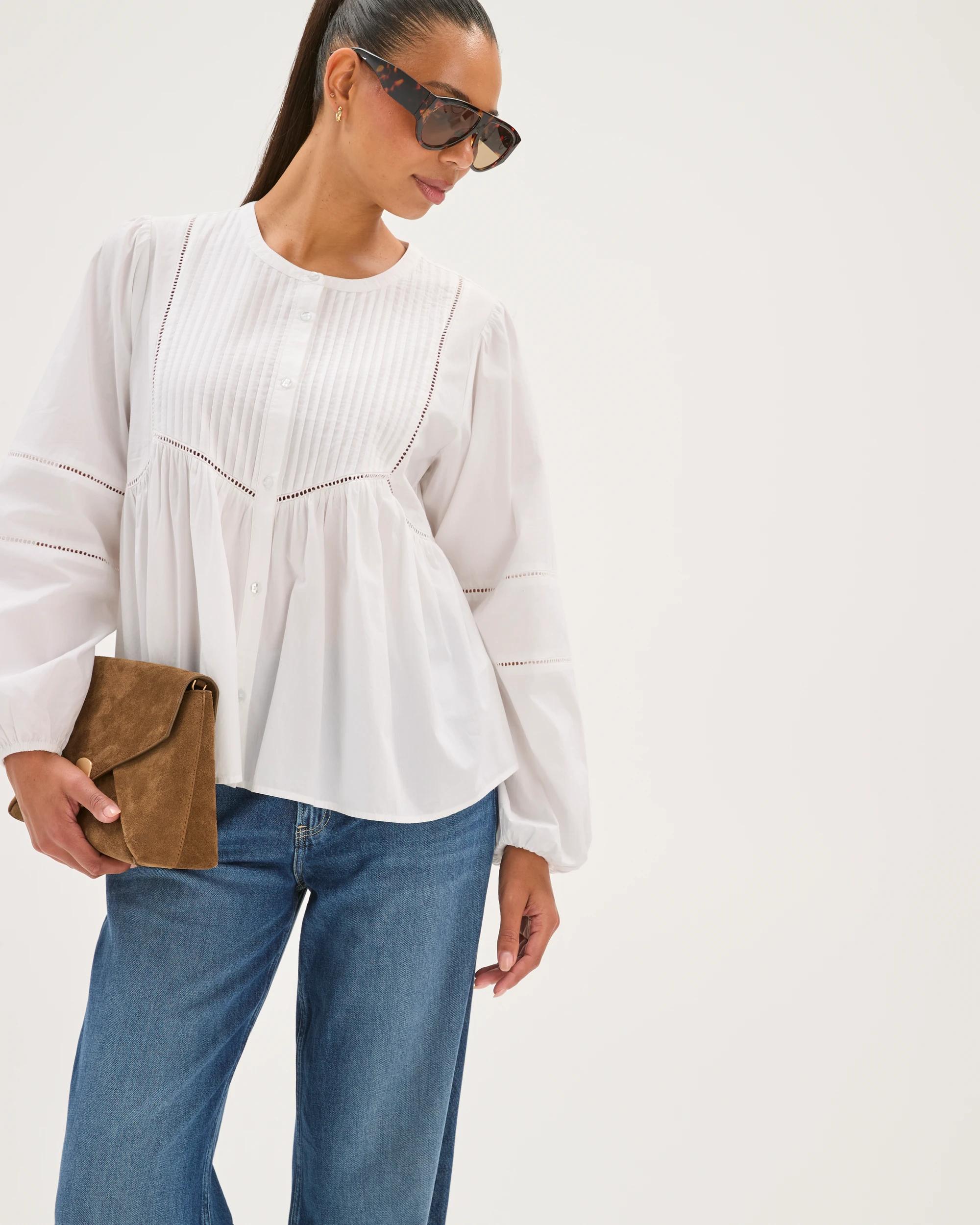 3 Target Woman Long Sleeve Femme Detail Blouse WHITE, 3 of 8