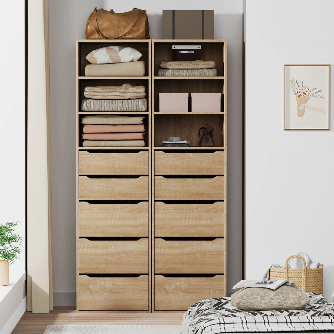 7 Alfordson Wardrobe Clothes Storage Cabinet Closet Organizer 5 Drawers - Wood, 7 of 10