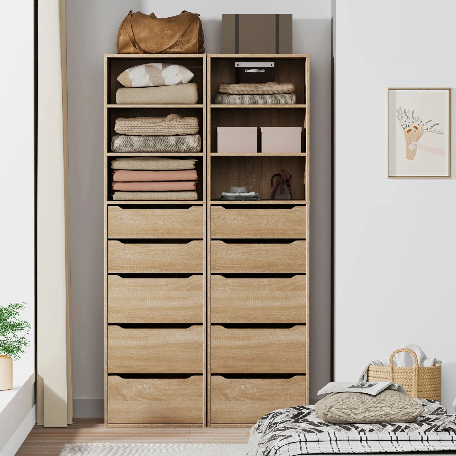 7 Alfordson Wardrobe Clothes Storage Cabinet Closet Organizer 5 Drawers - Wood, 7 of 10
