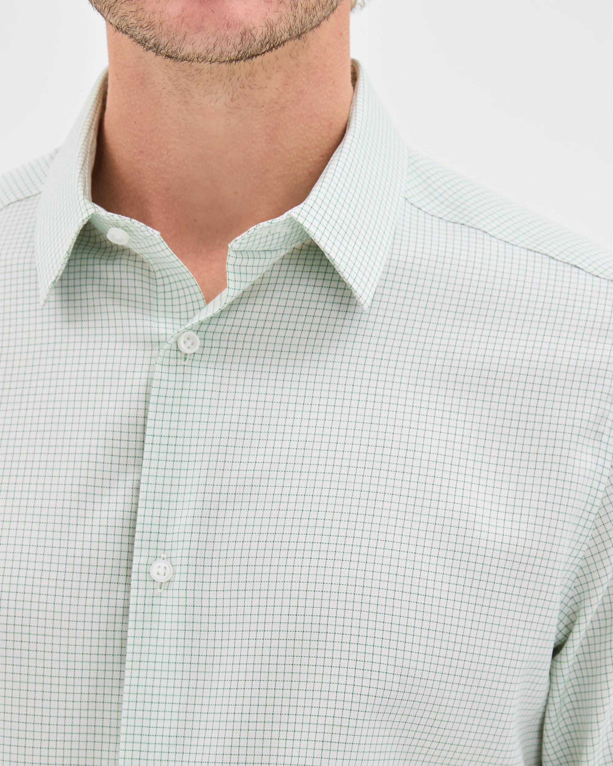 6 Preview Australian Cotton Long Sleeve Shirt DOBBY GREEN CHECK, 6 of 7