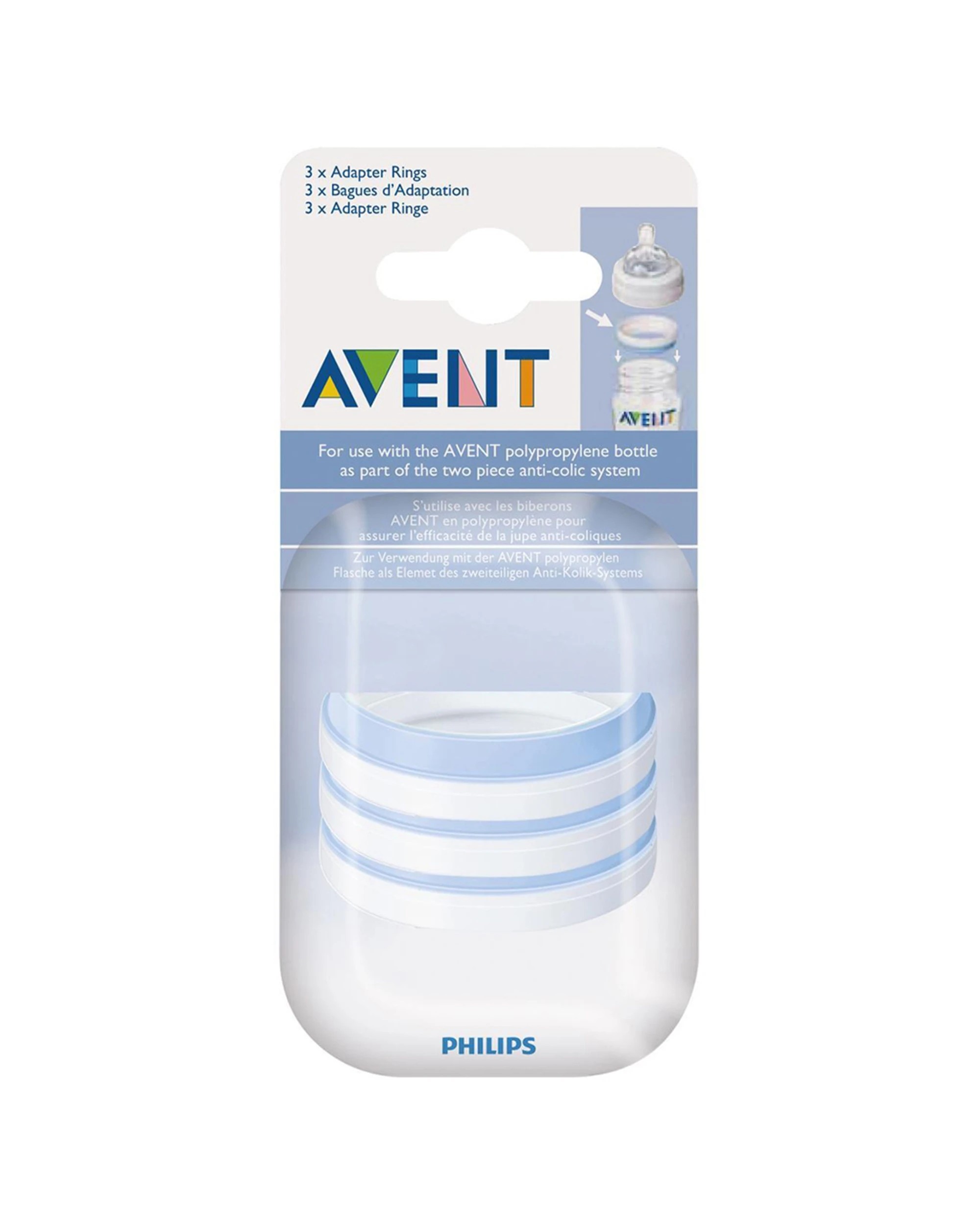 1 Philips Avent Classic PP Bottle Adaptor Rings 3PK Replacement Teat Secure Hold - Plain, 1 of 1