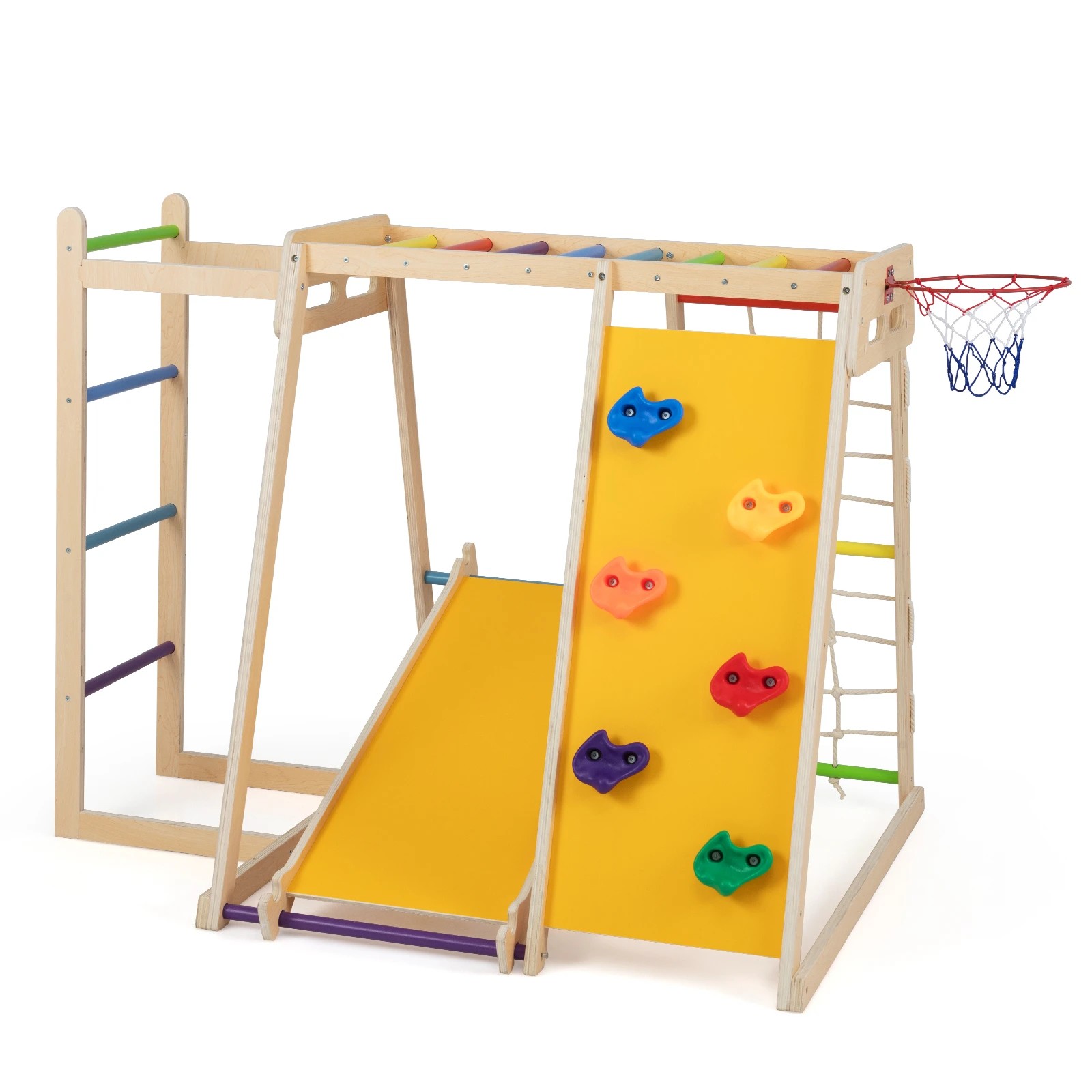 1 Costway Climb Playset 6in1 Jungle Gym Wood Swing Slide - Multi, 1 of 1