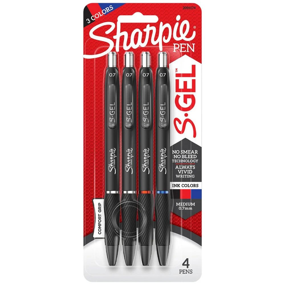 1 Sharpie S-Gel Retractable Gel Pens 0.7mm Assorted 4 Pack, 1 of 10